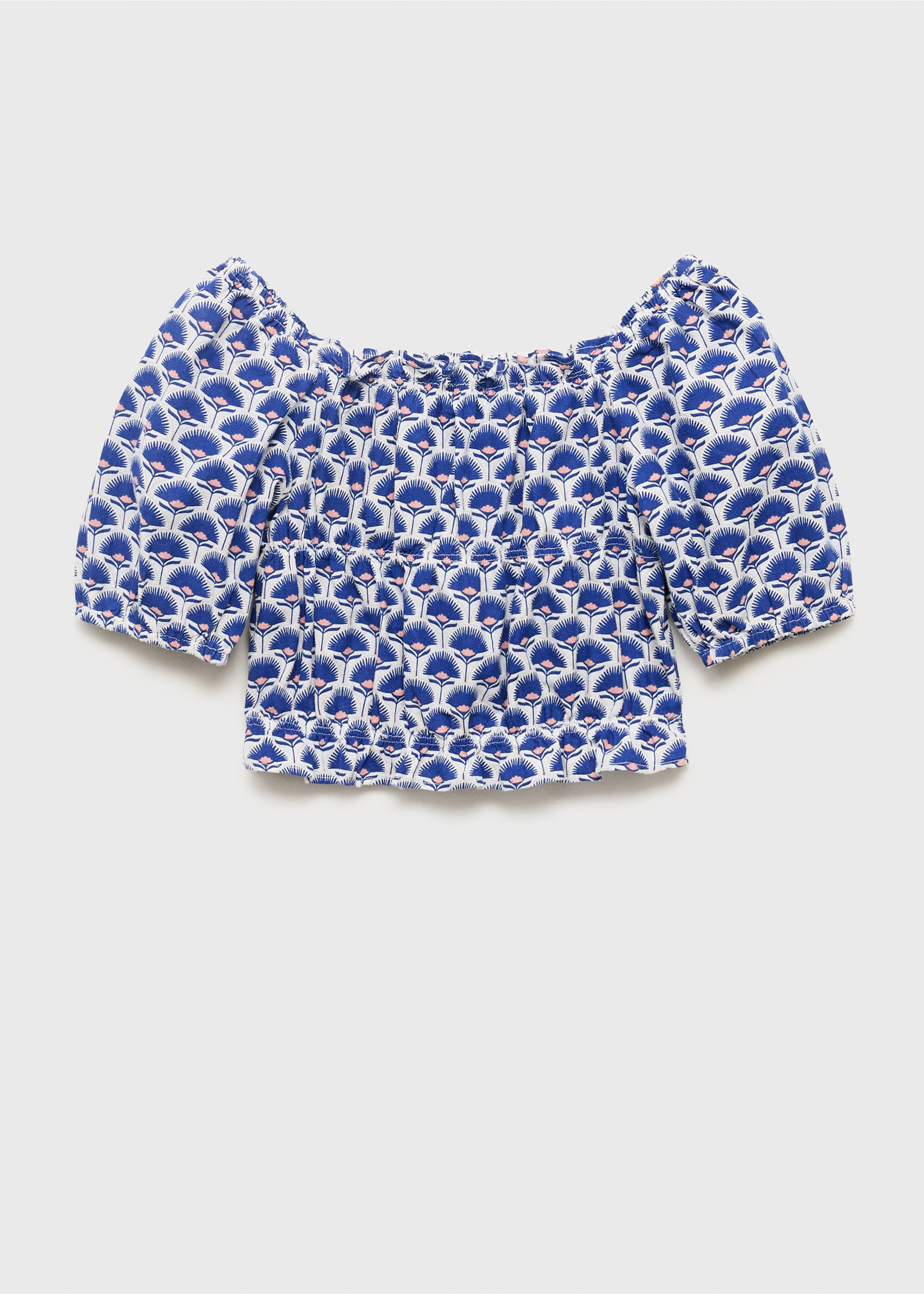Printed linen blouse - Article without model, Blue. Ref: 17091202-00.