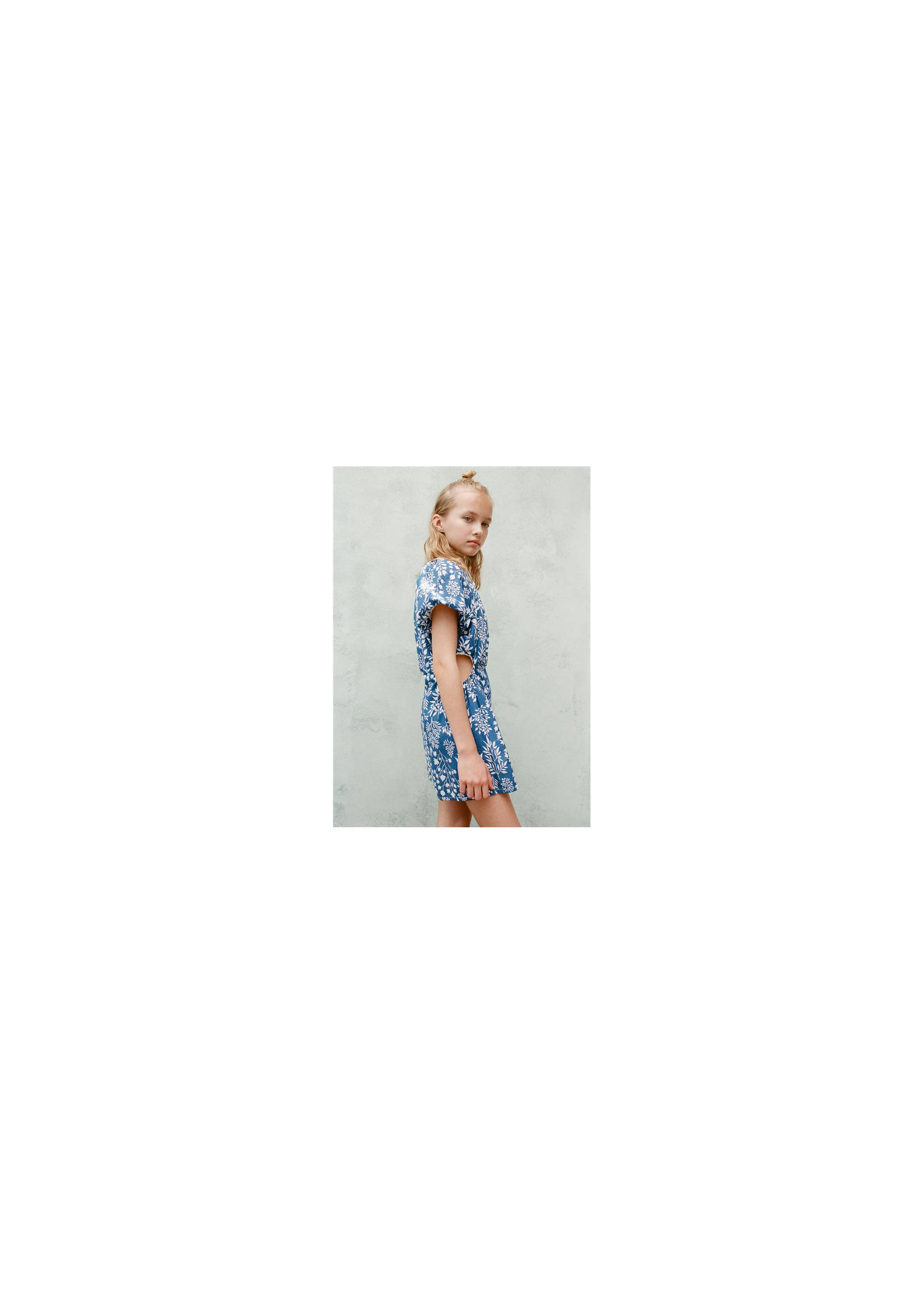Cotton print jumpsuit - Details of the article 3, Blue. Ref: 17091203-00.