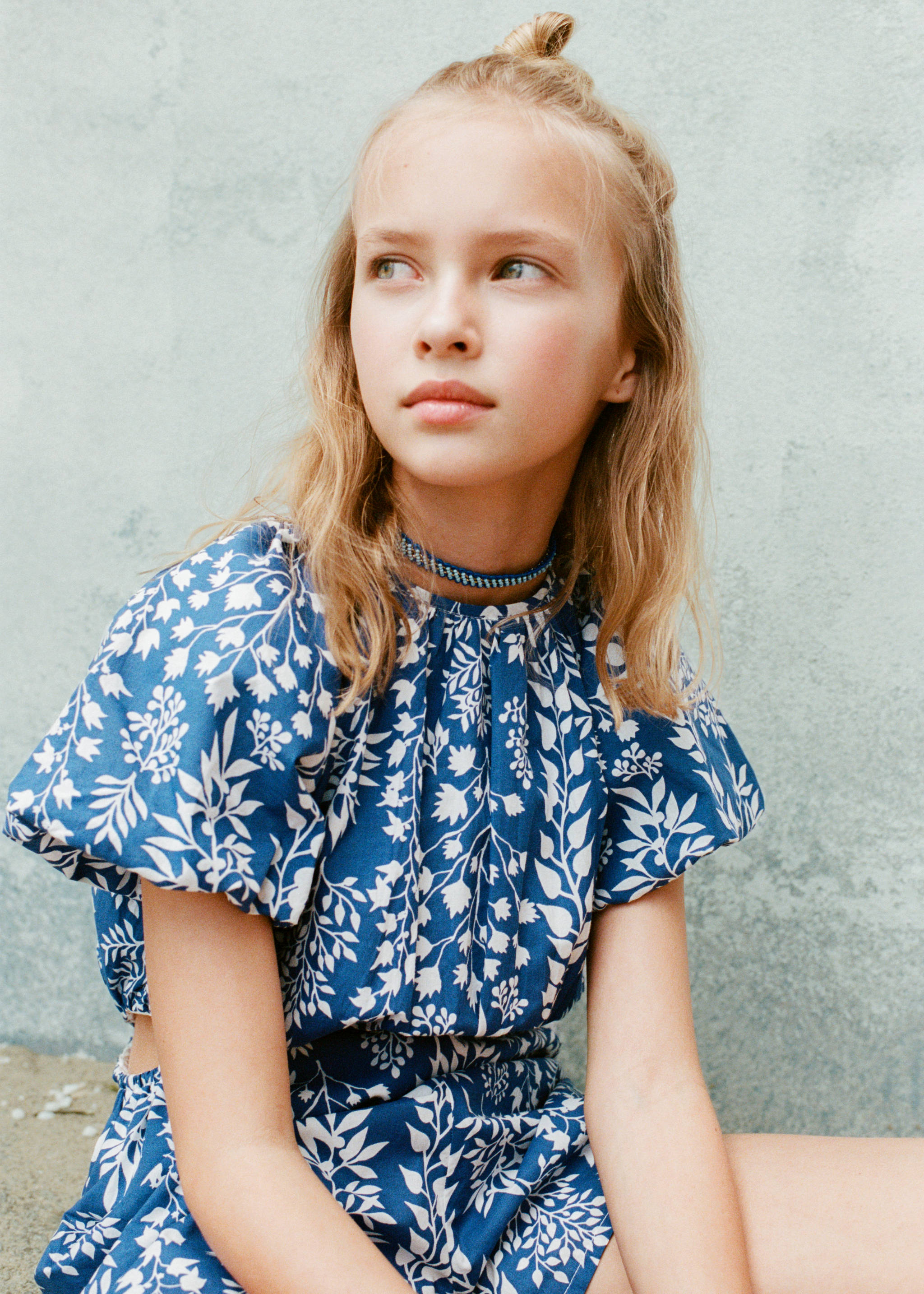 Cotton print jumpsuit - Details of the article 5, Blue. Ref: 17091203-00.