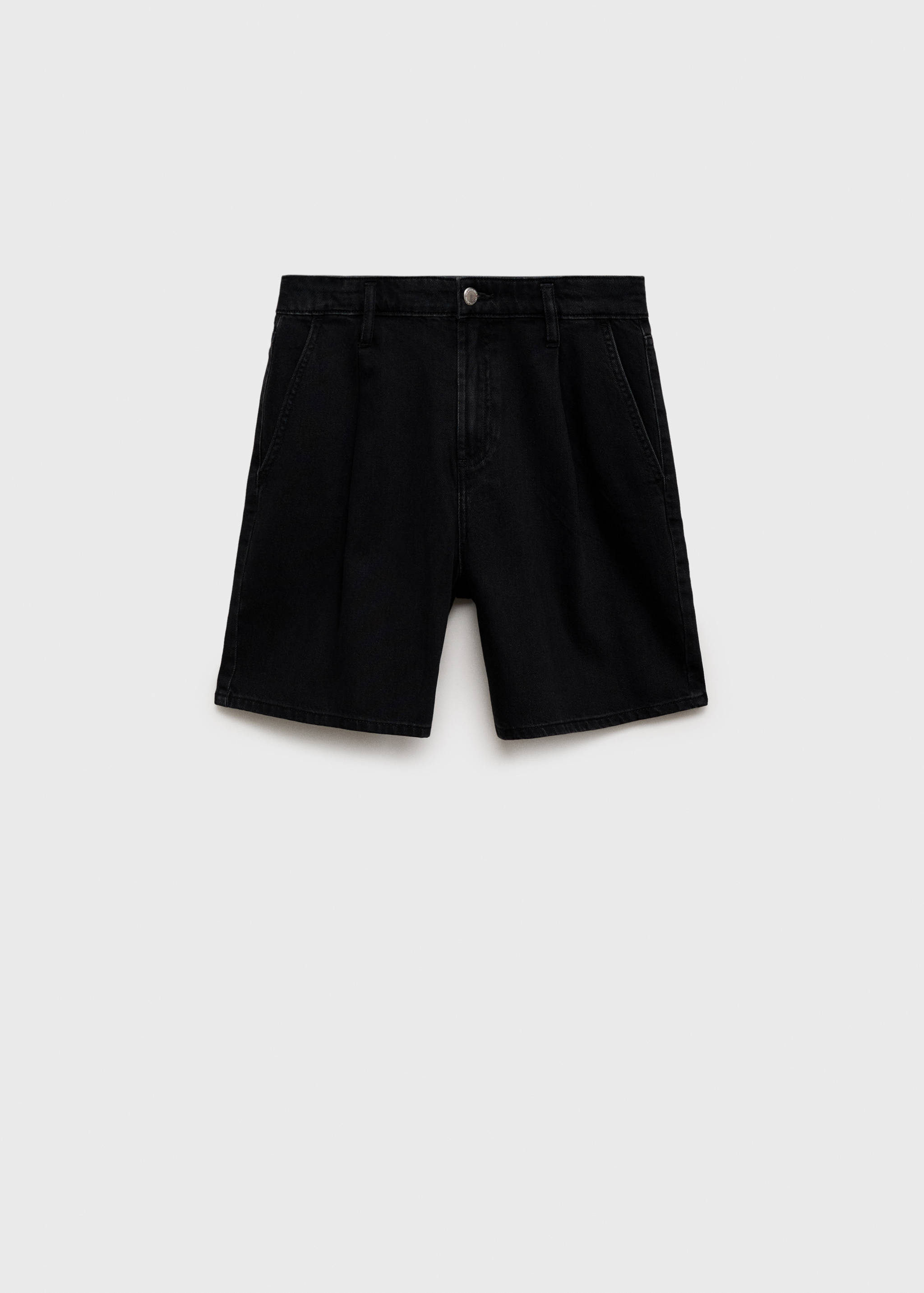 Mid-rise denim bermuda shorts with pleats - Article without model
