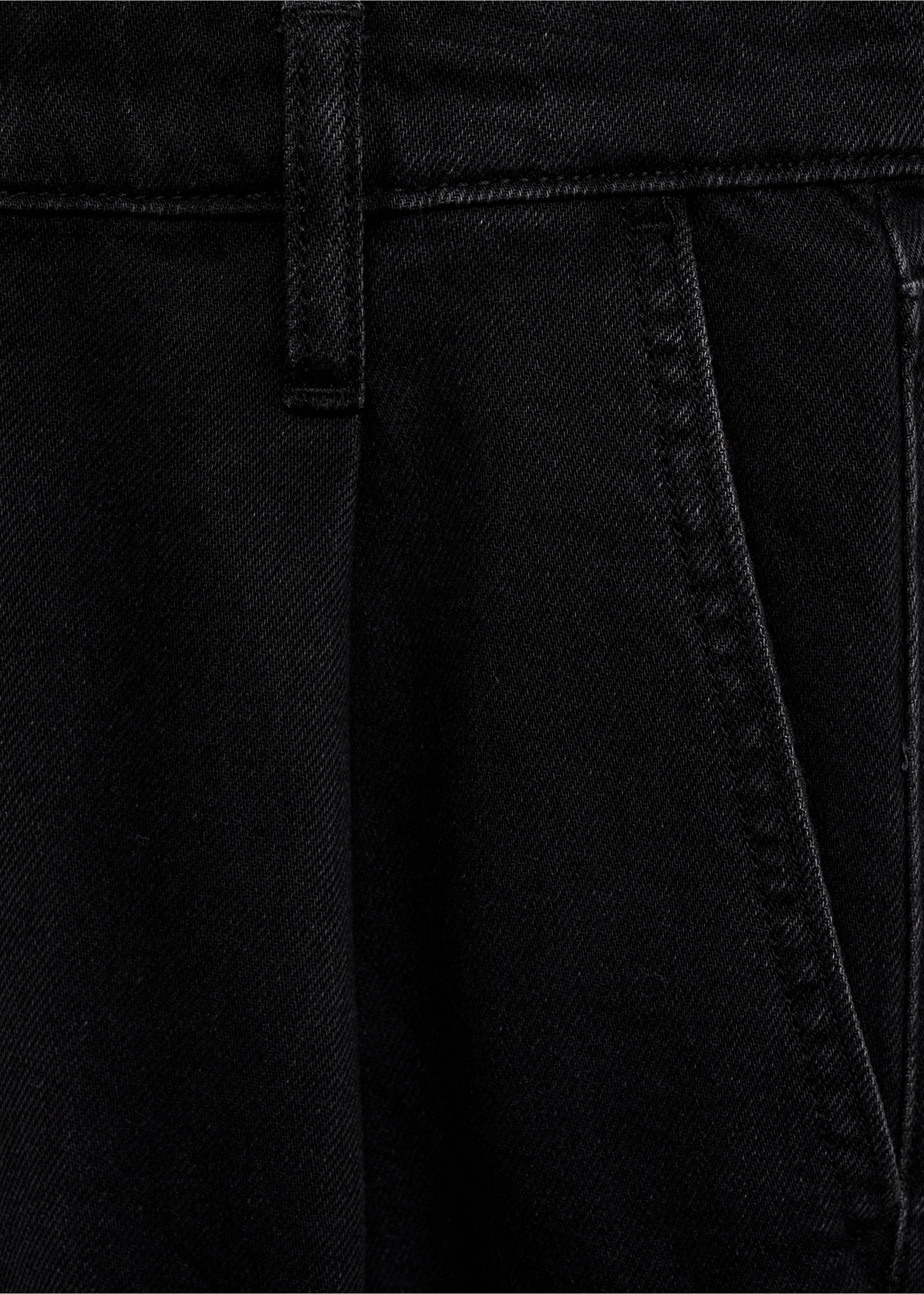 Calções com pinças de ganga com cintura média - Pormenor do artigo 0, Black denim. Ref: 17091204-00.