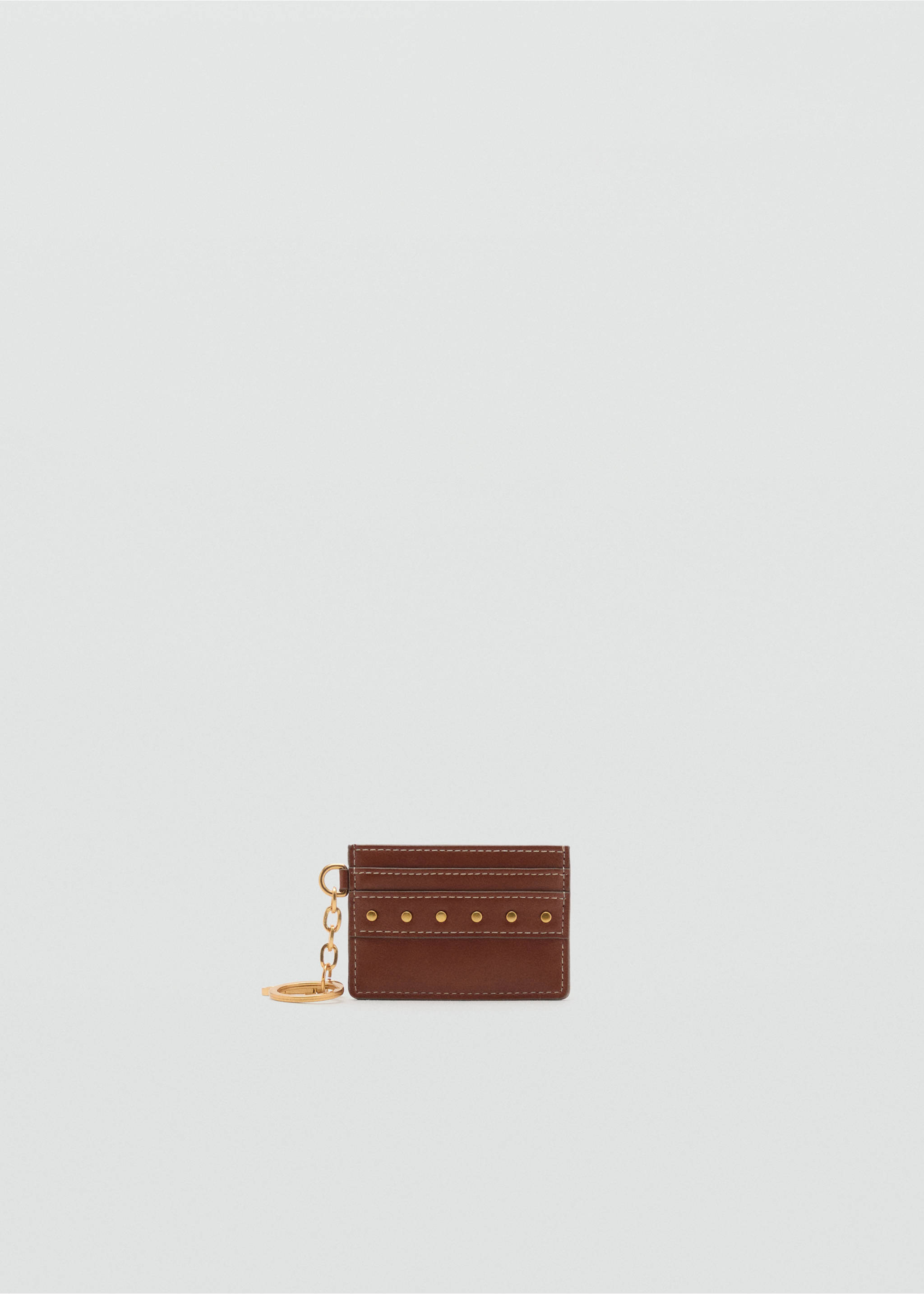 Studded faux-leather card holder - Medium plane, Leather. Ref: 17091214-00.