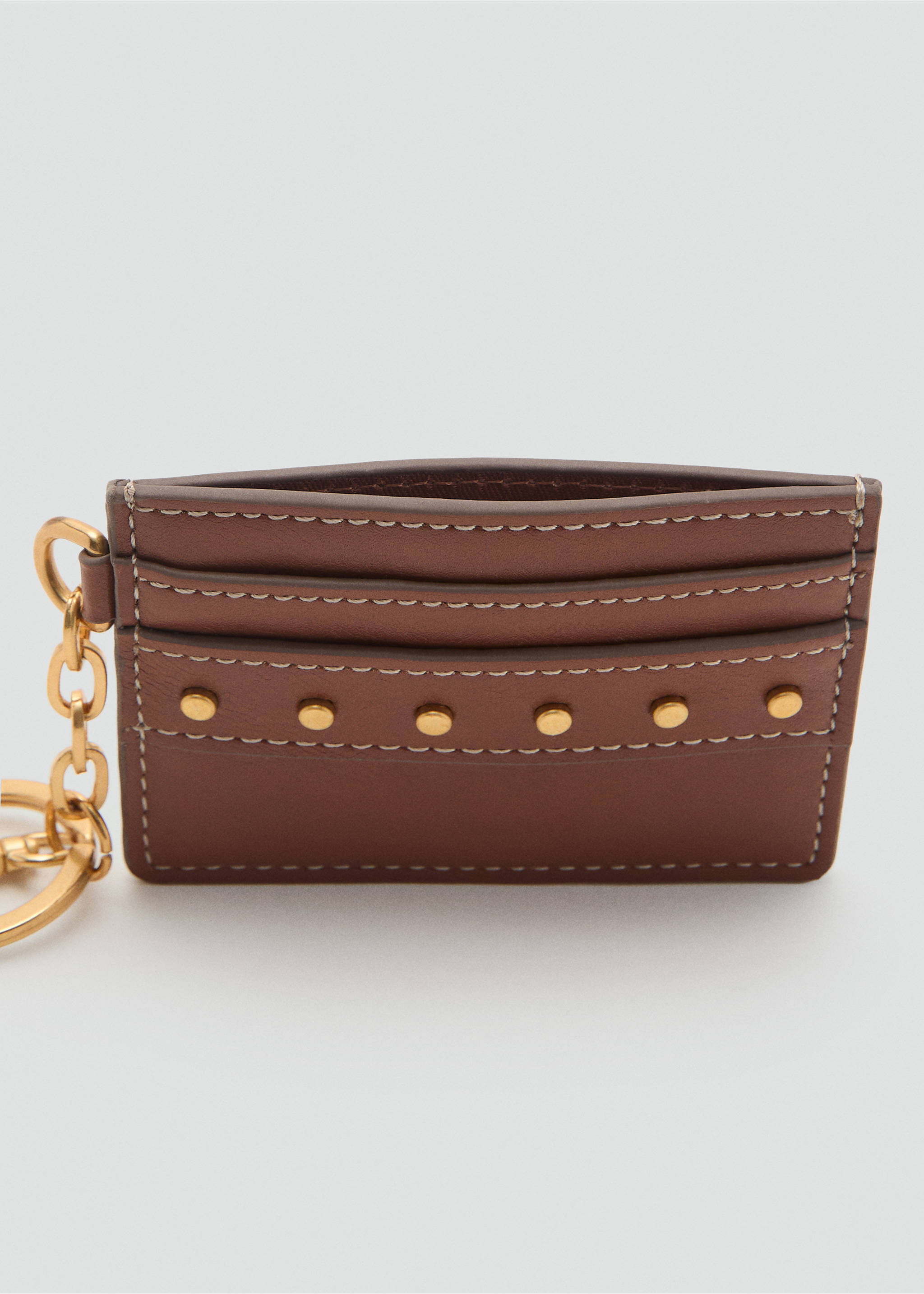 Studded faux-leather card holder - Details of the article 2, Leather. Ref: 17091214-00.