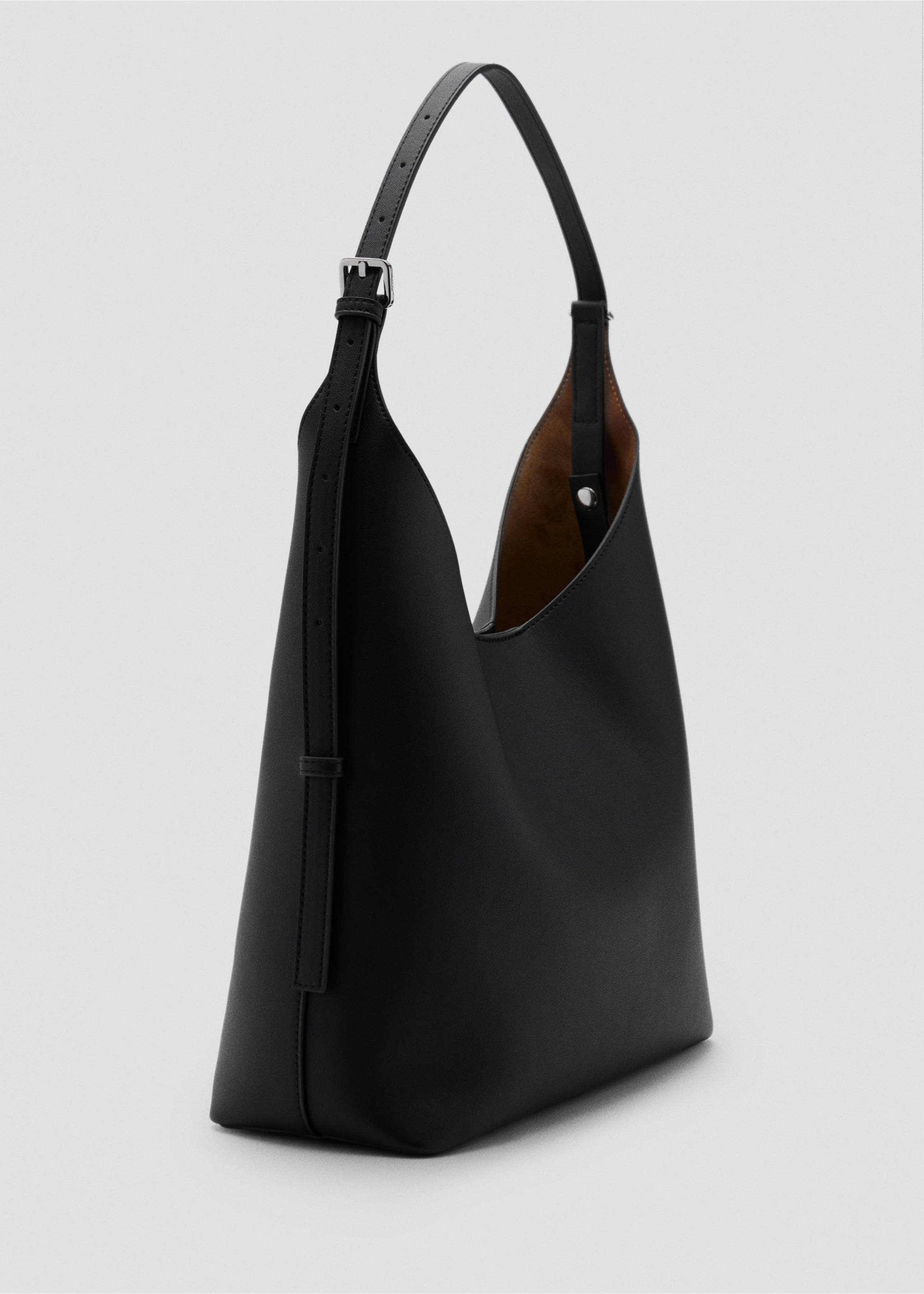 Shopper-Bag mit Schnallendetail - Mittlere Ansicht, Schwarz. Ref: 17091216-00.