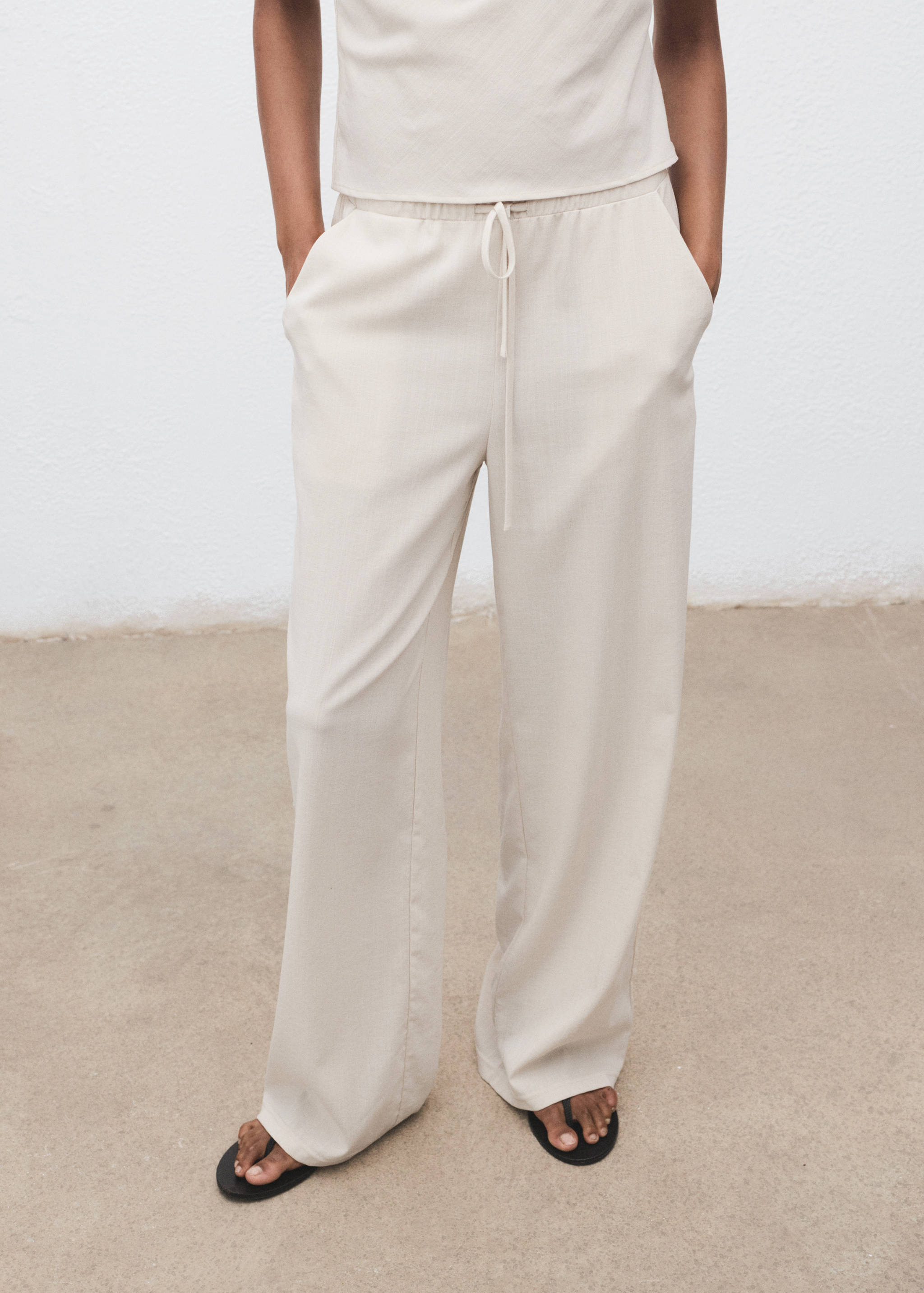 Drawstring straight trousers - Medium plane