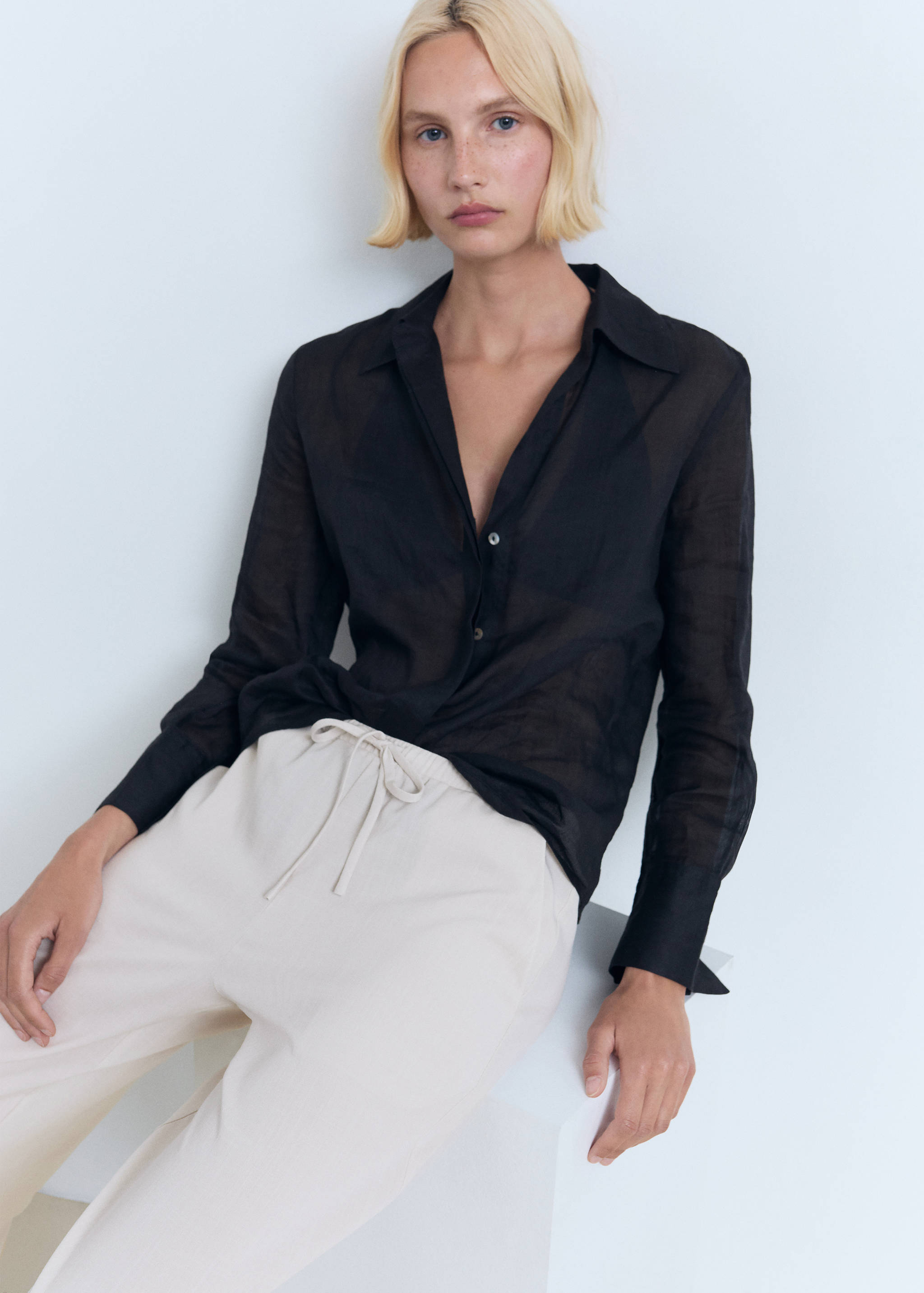 Drawstring straight trousers - Details of the article 6