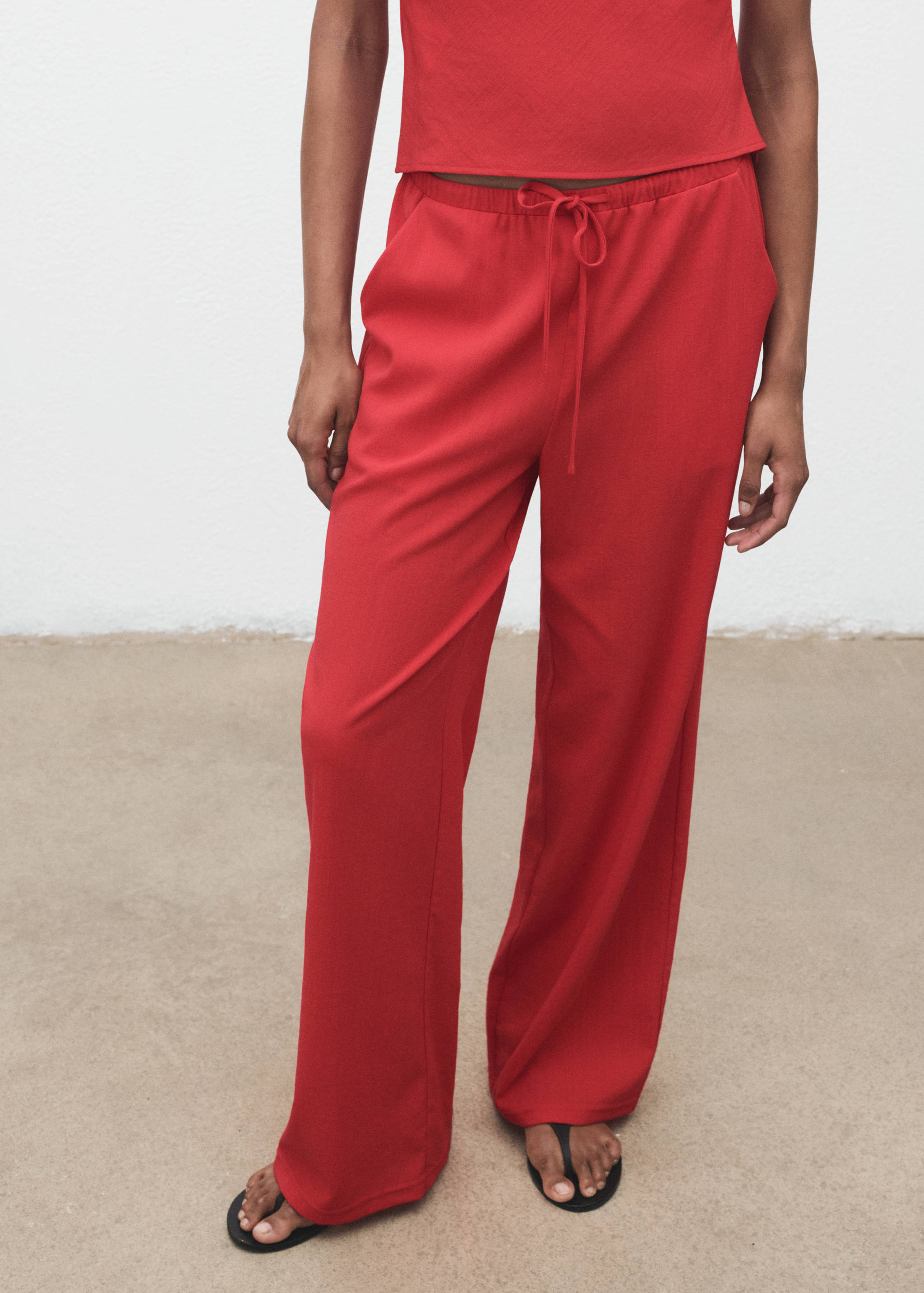 Drawstring straight trousers - Medium plane