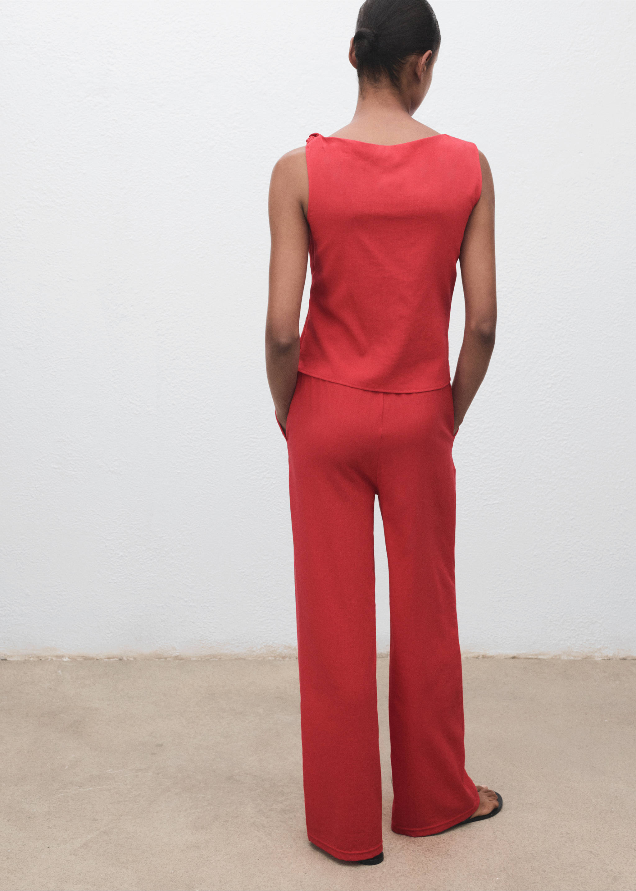 Drawstring straight trousers - Reverse of the article, Red. Ref: 17091218-00.