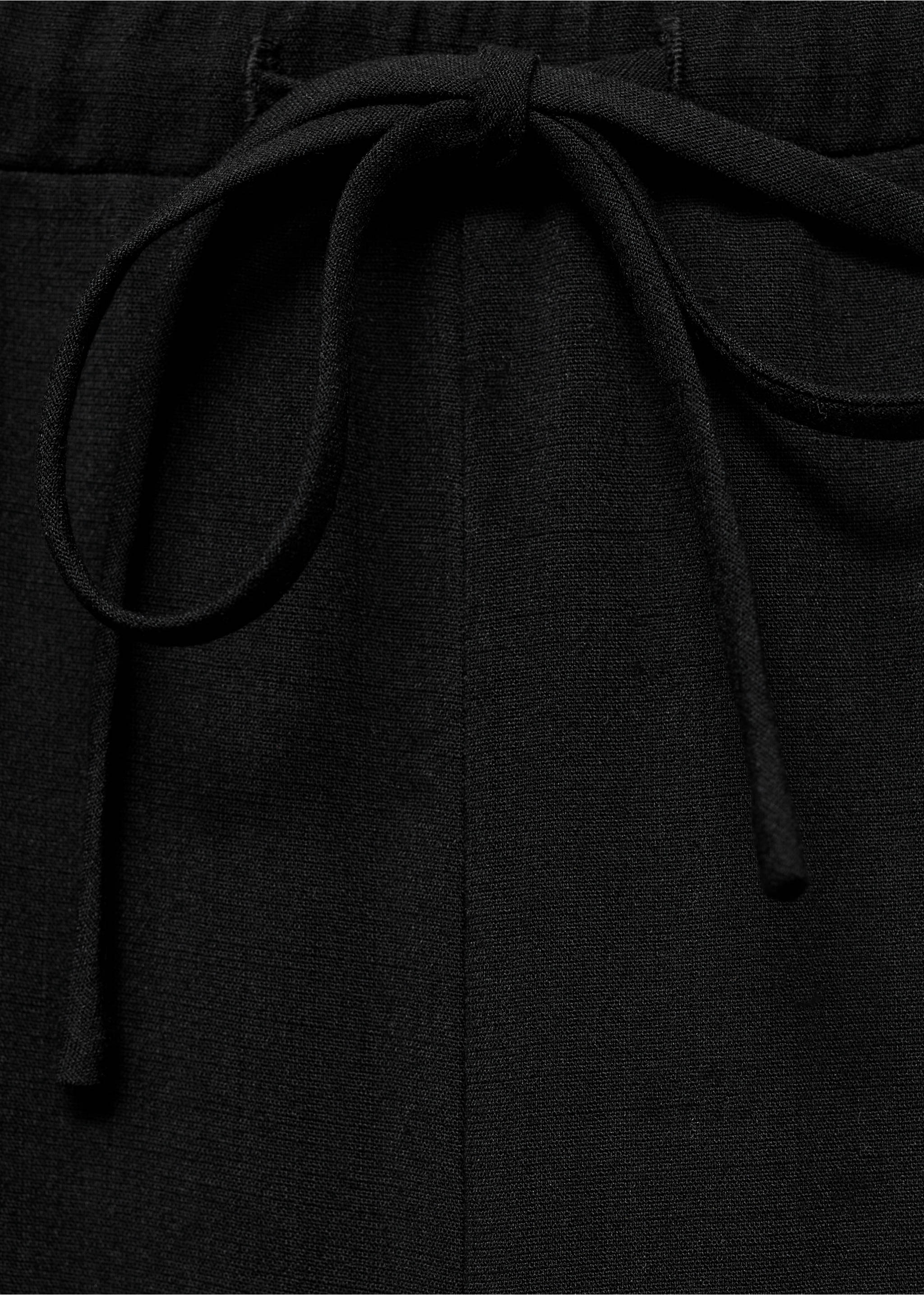 Drawstring straight trousers - Details of the article 8, Black. Ref: 17091218-00.