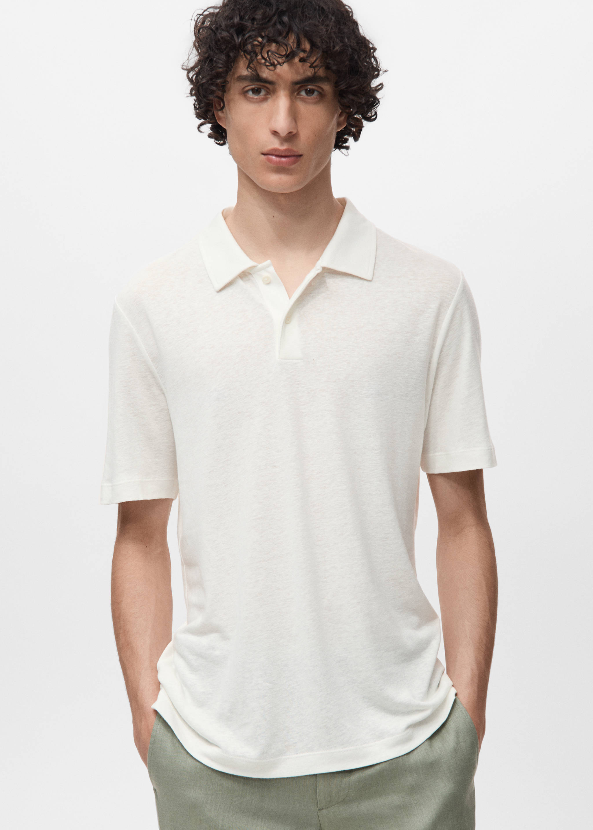 Linnen slim-fit poloshirt - Middenvlak