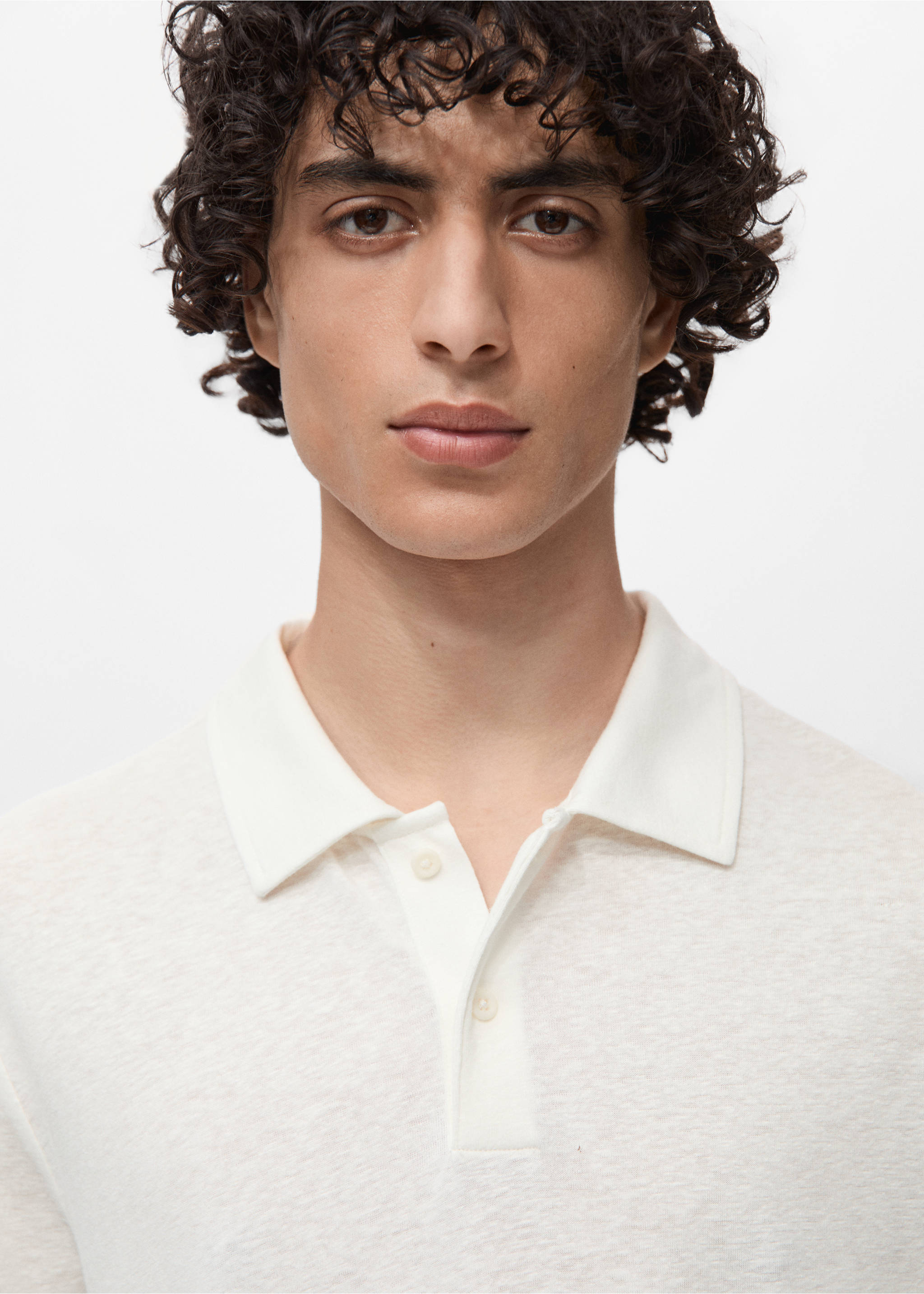 Polo lin slim-fit - Détail de l'article 1, Blanc. Ref: 17091226-00.