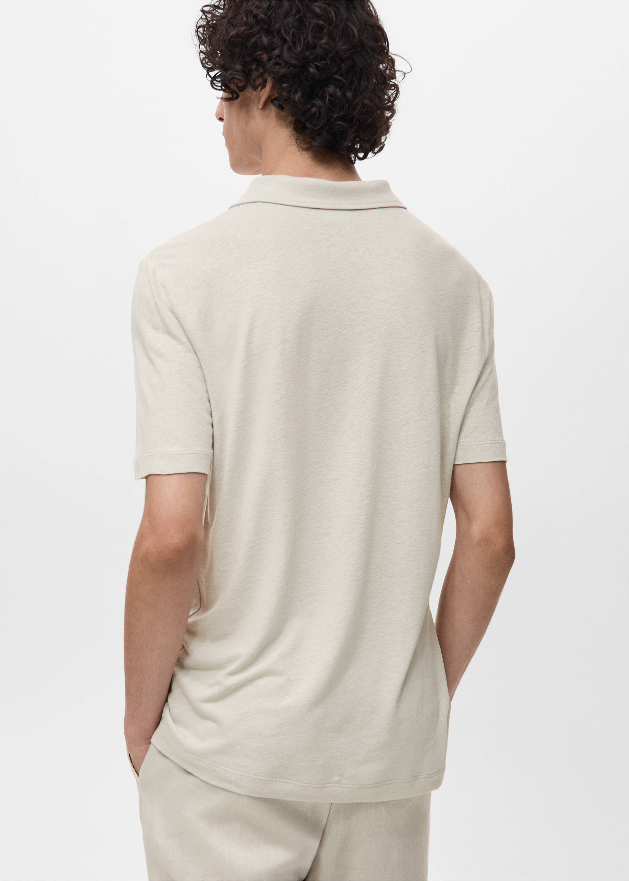 Polo lino slim-fit - Retro dell'articolo, Grigio ghiaccio. Ref: 17091226-00.