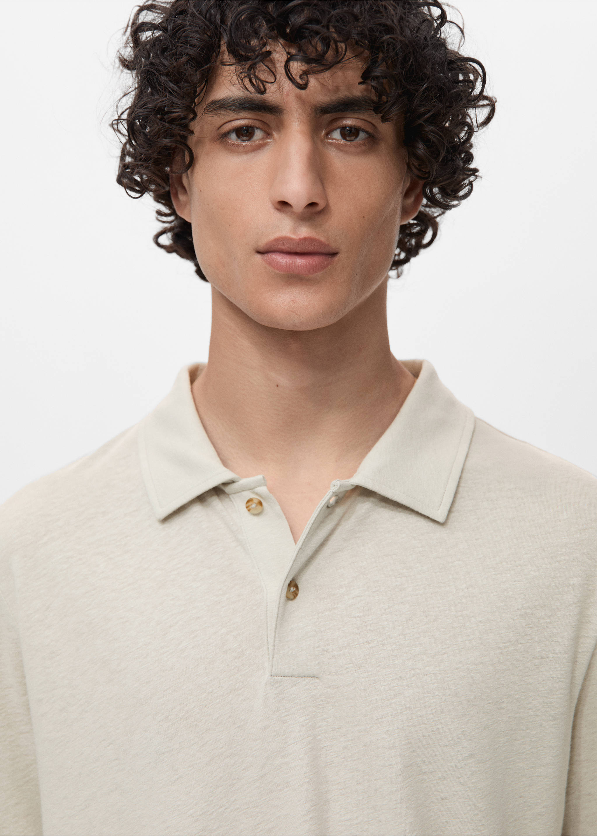 Polo lino slim-fit - Dettaglio dell'articolo 1, Grigio ghiaccio. Ref: 17091226-00.