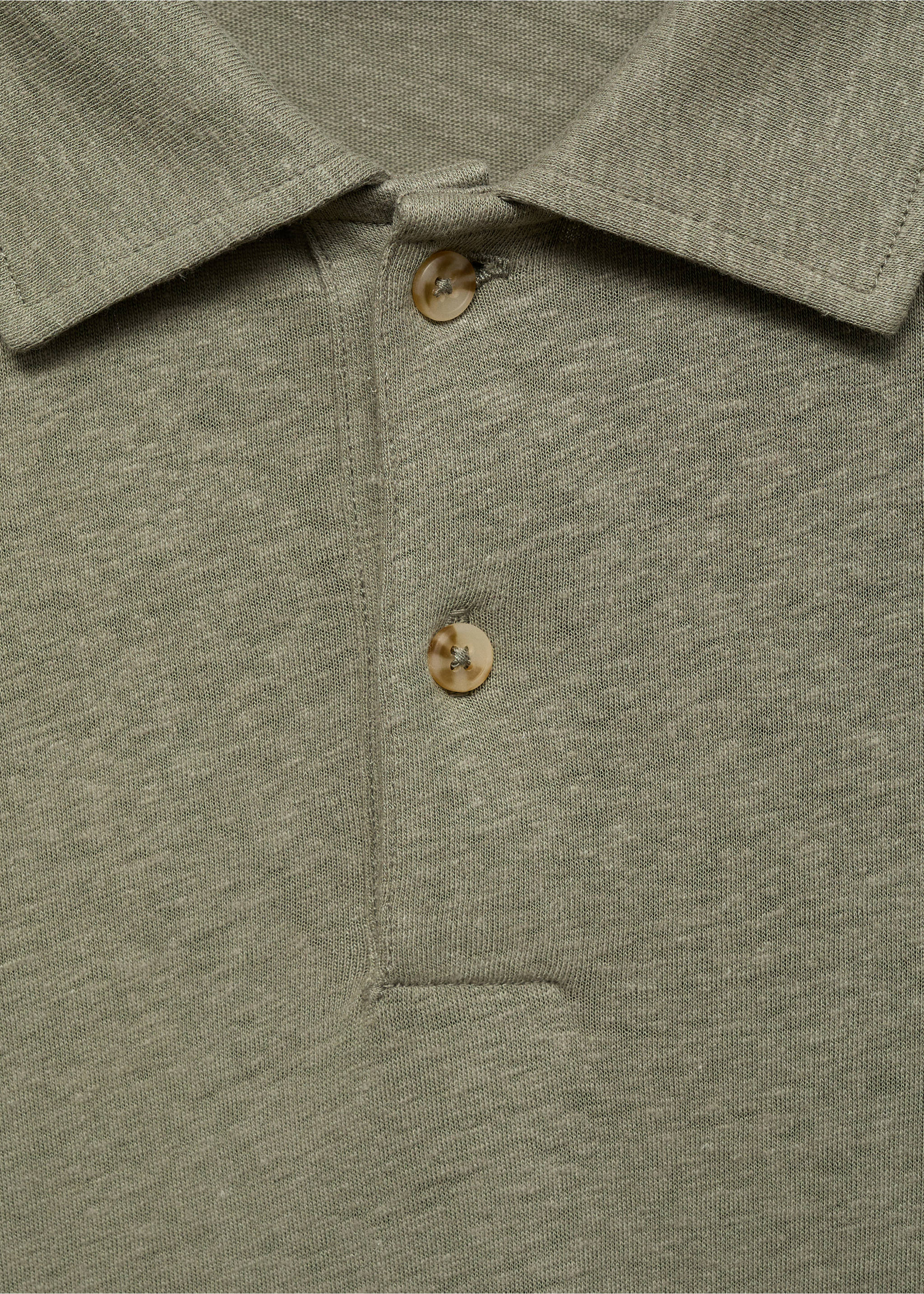 Polo lino slim-fit - Dettaglio dell'articolo 8, Verde medio. Ref: 17091226-00.