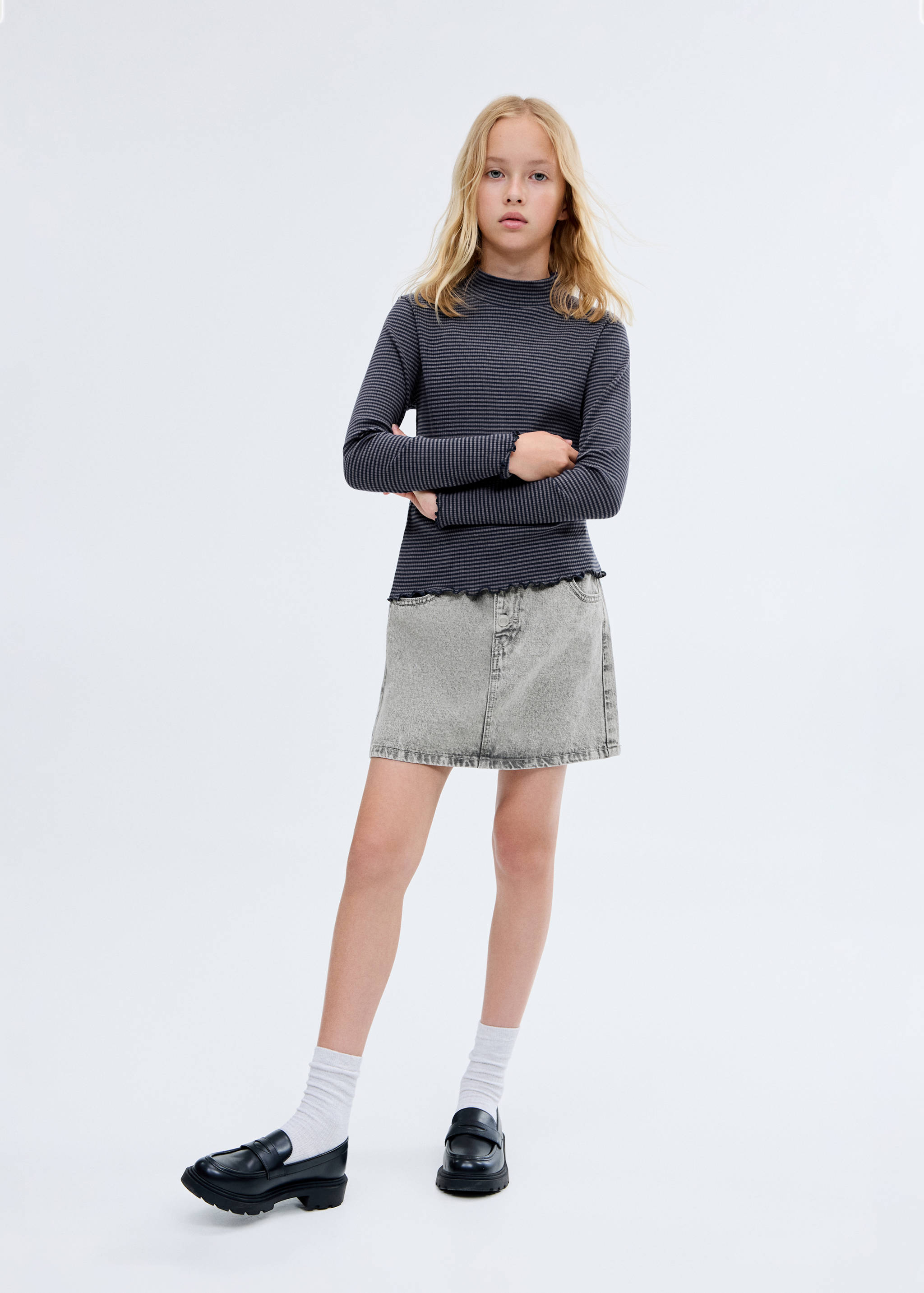 Denim paperbag skirt - General plane