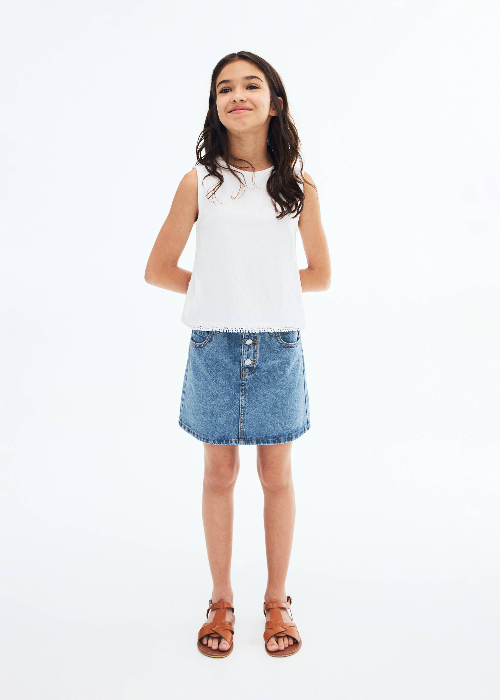 Denim paperbag skirt - General plane