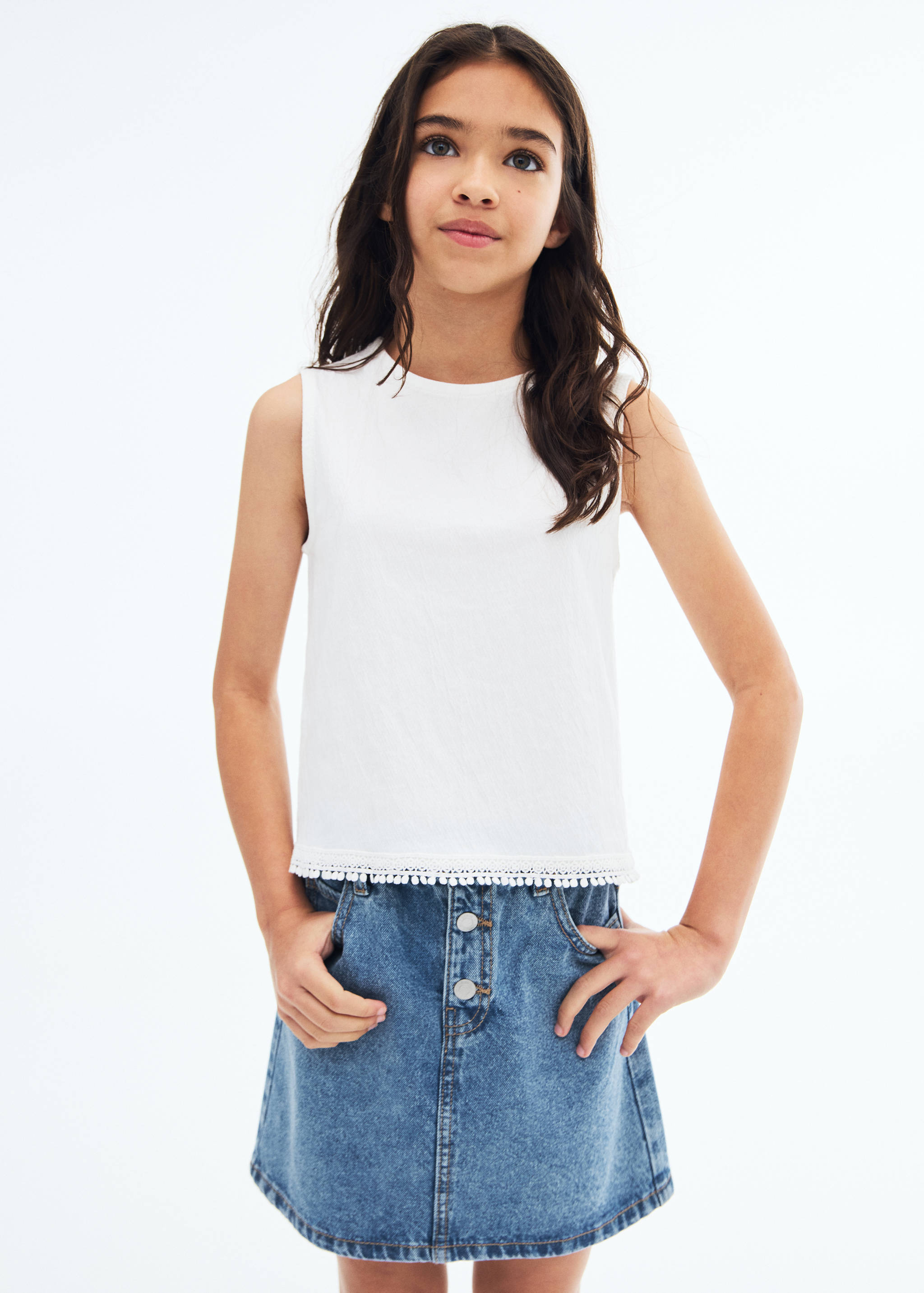 Denim paperbag skirt - Medium plane