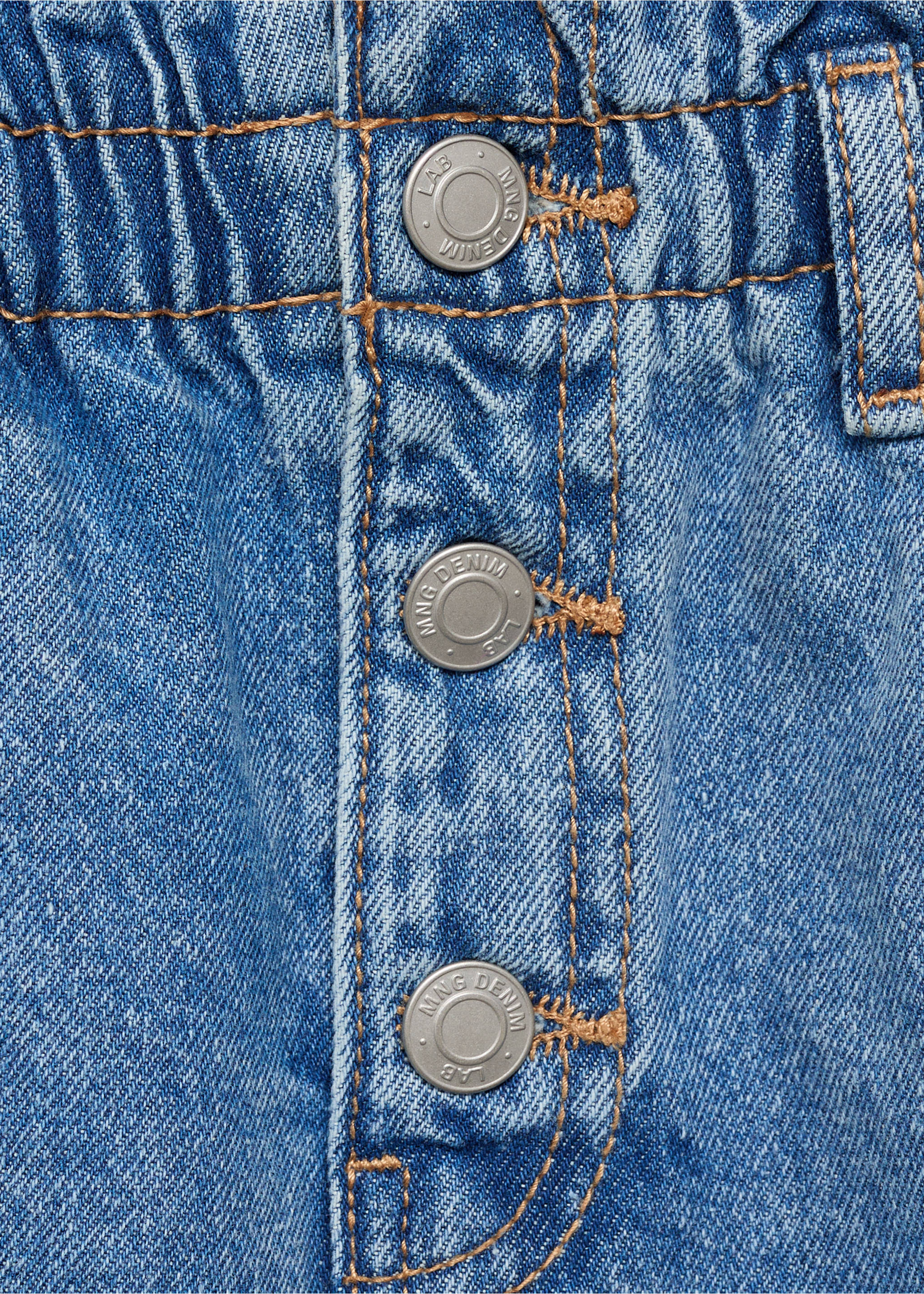 Denim paperbag skirt - Details of the article 8, Medium Blue. Ref: 17091227-00.