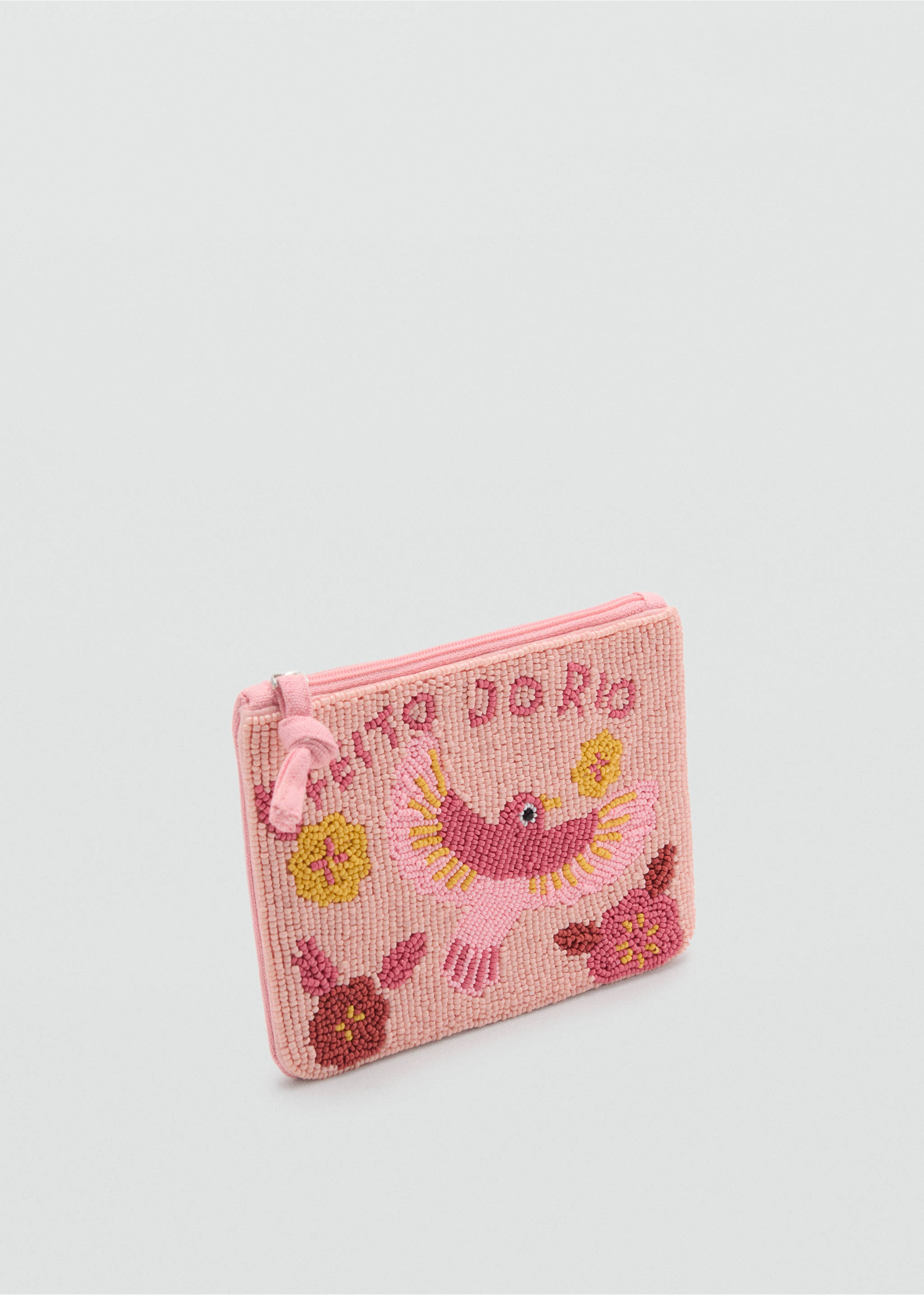 Toiletery bag with bead design - Medium plane, Pale Pink. Ref: 17091233-00.