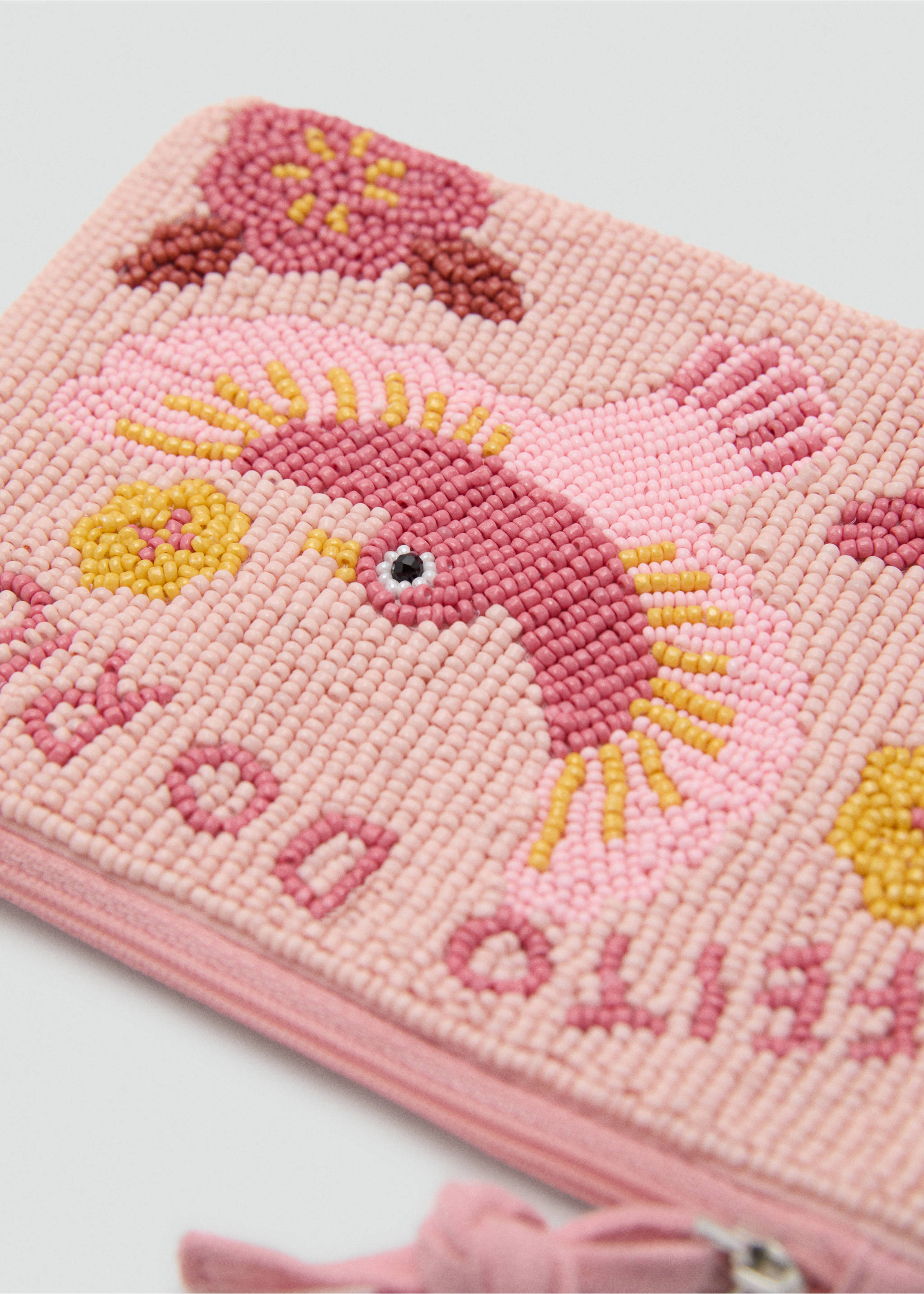 Toiletery bag with bead design - Details of the article 1, Pale Pink. Ref: 17091233-00.