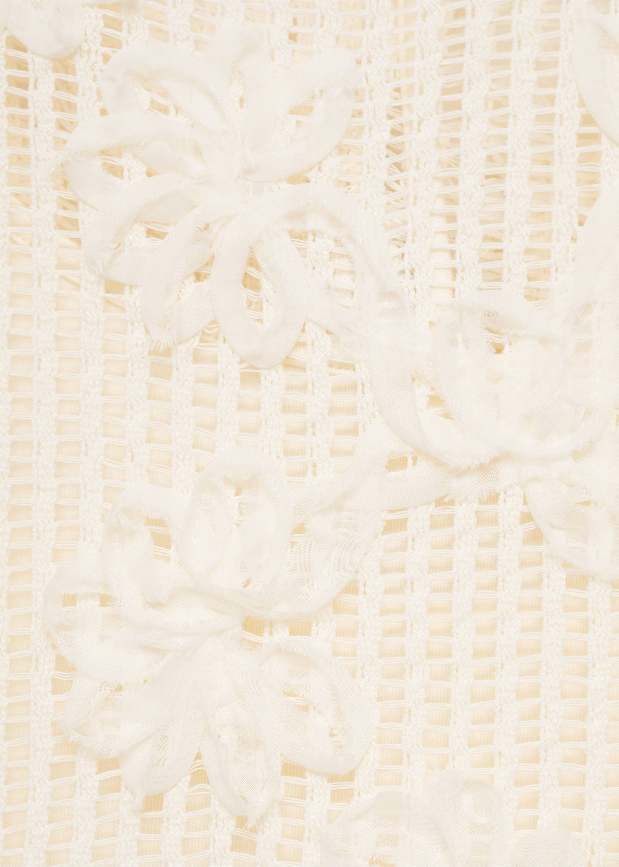 Häkelkleid mit Blumenapplikationen - Detail des Artikels 8, Ecru. Ref: 17091237-00.