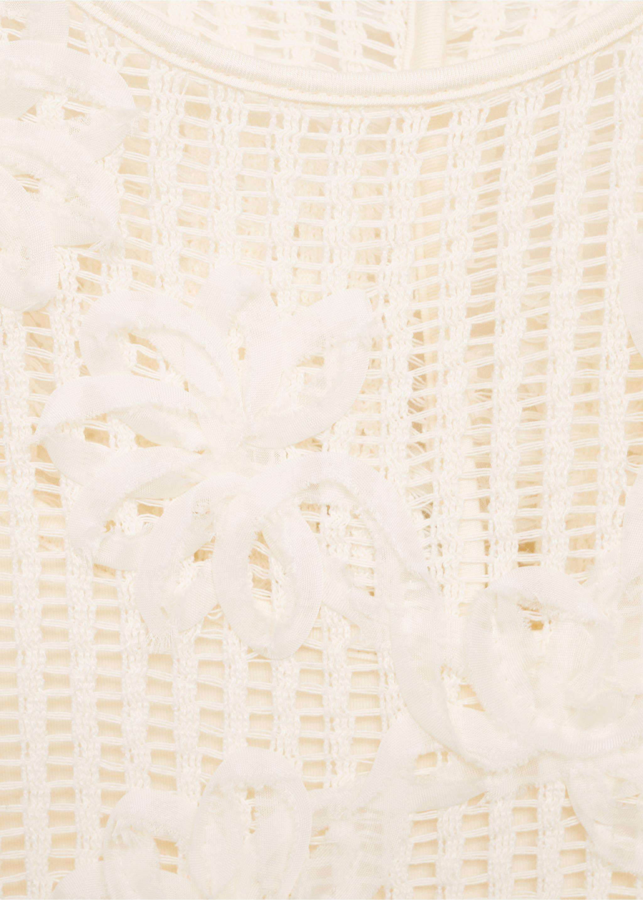 Häkelkleid mit Blumenapplikationen - Detail des Artikels 0, Ecru. Ref: 17091237-00.