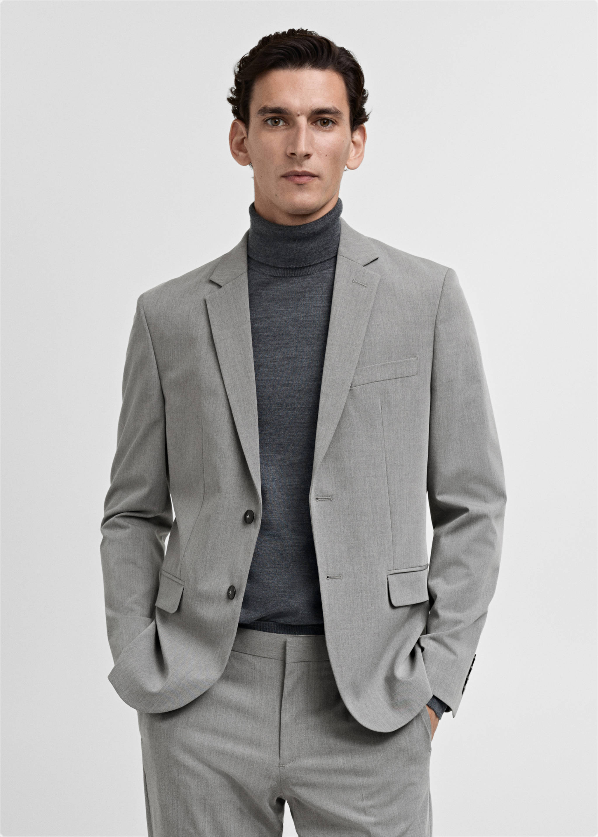 Super slim-fit suit jacket in stretch fabric - Medium plane