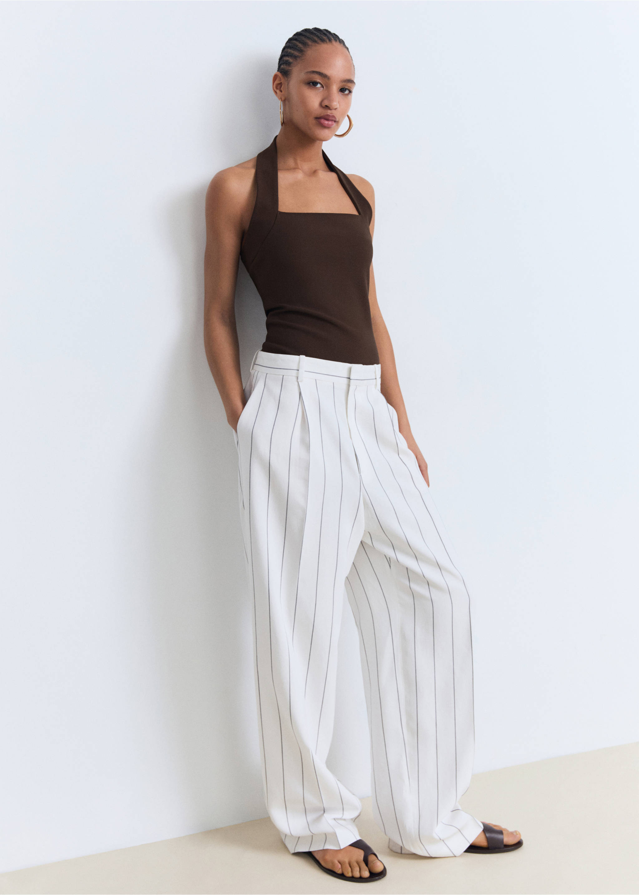 Top escote halter - Plano general, Marrón. Ref: 17091242-00.