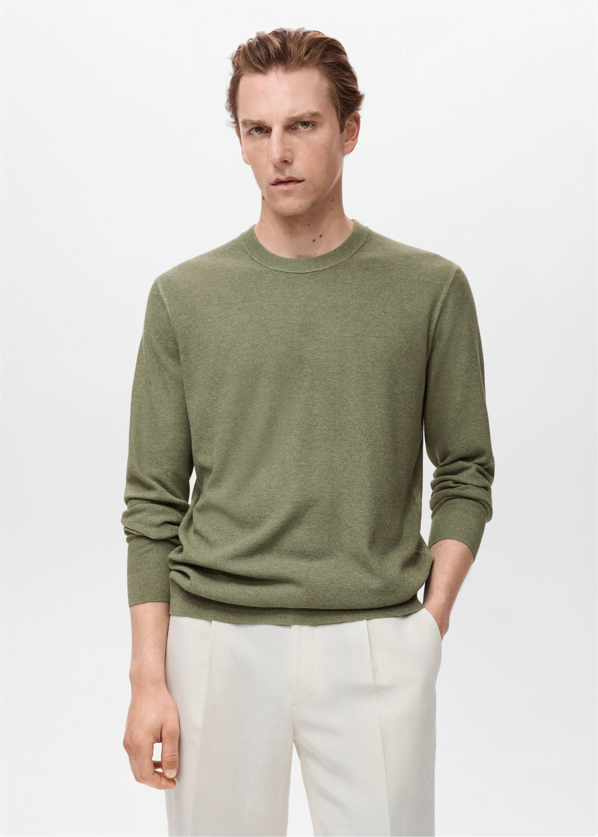 Fine-knit sweater - Medium plane, Green. Ref: 17091244-00.