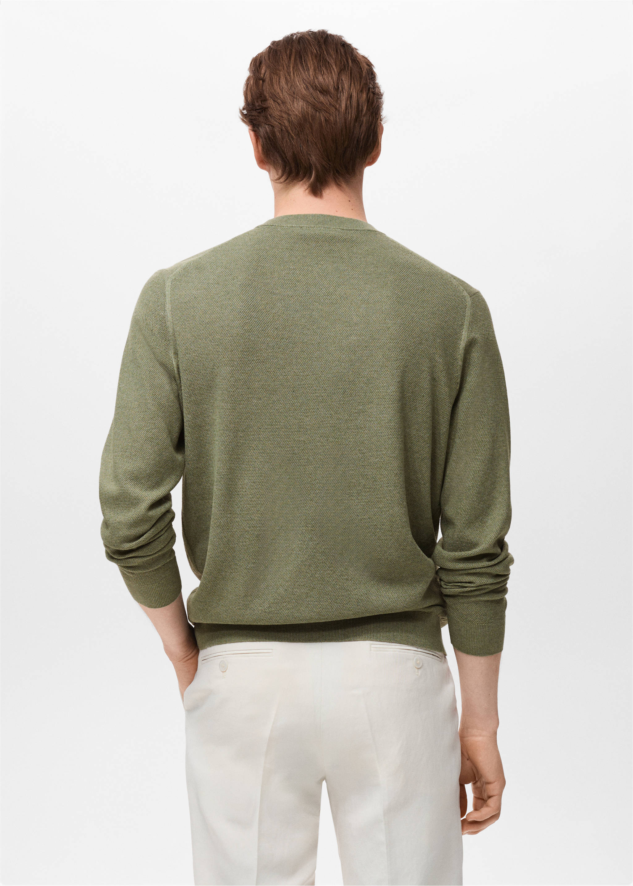Fine-knit sweater - Reverse of the article, Green. Ref: 17091244-00.