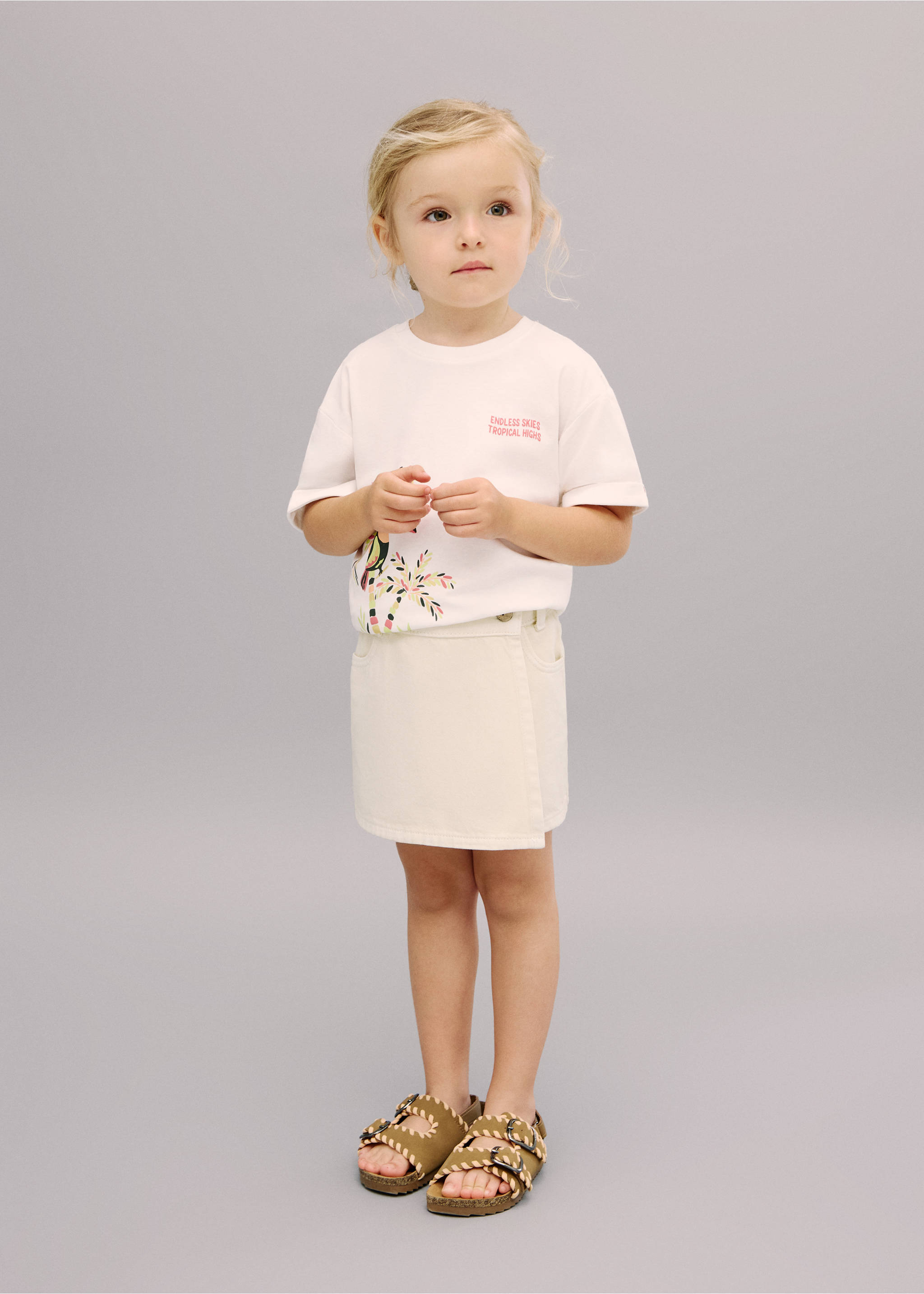Wrapped denim skort - General plane, Ecru. Ref: 17091245-00.