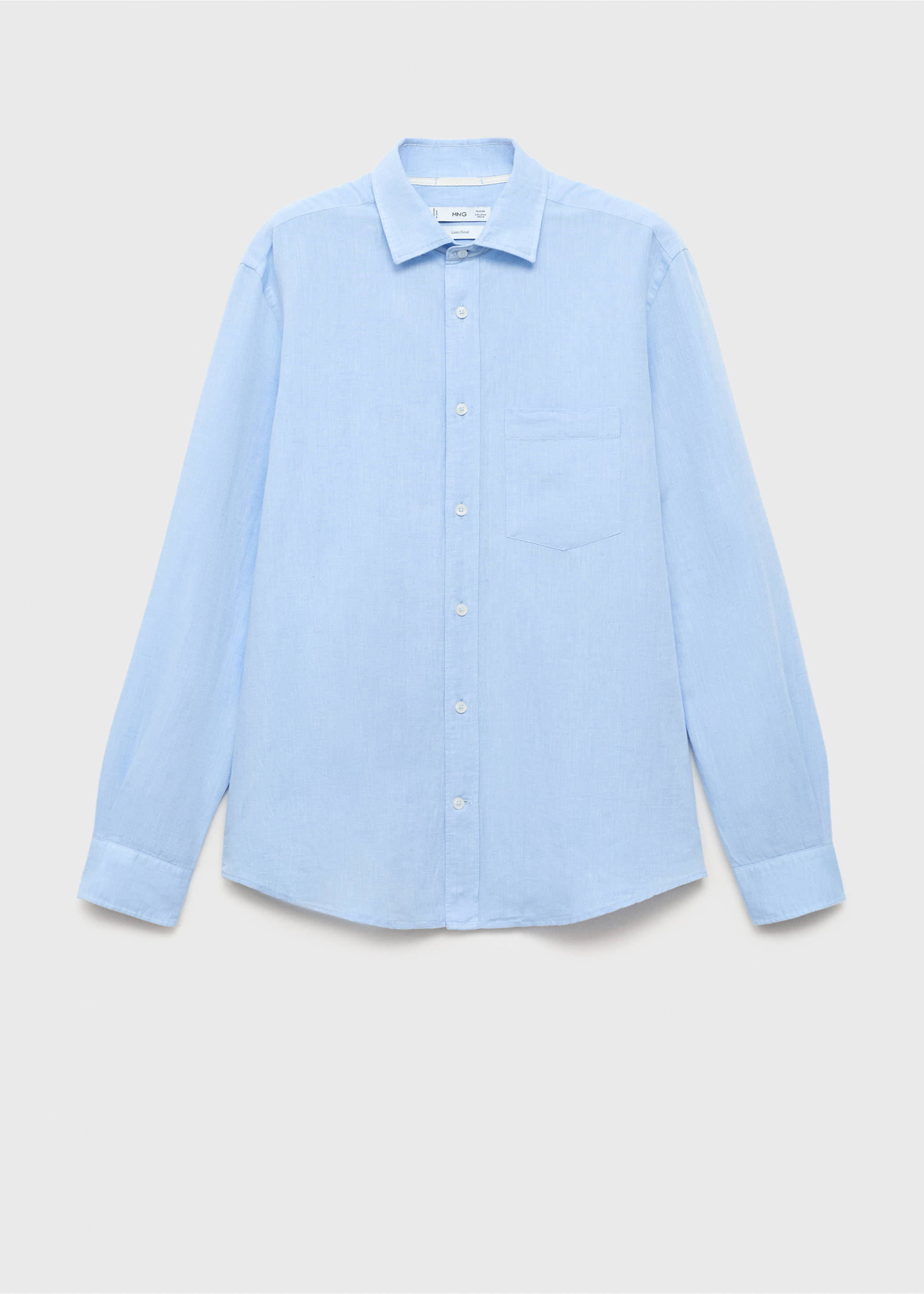 Pocket linen shirt - Article without model, Sky Blue. Ref: 17091247-00.
