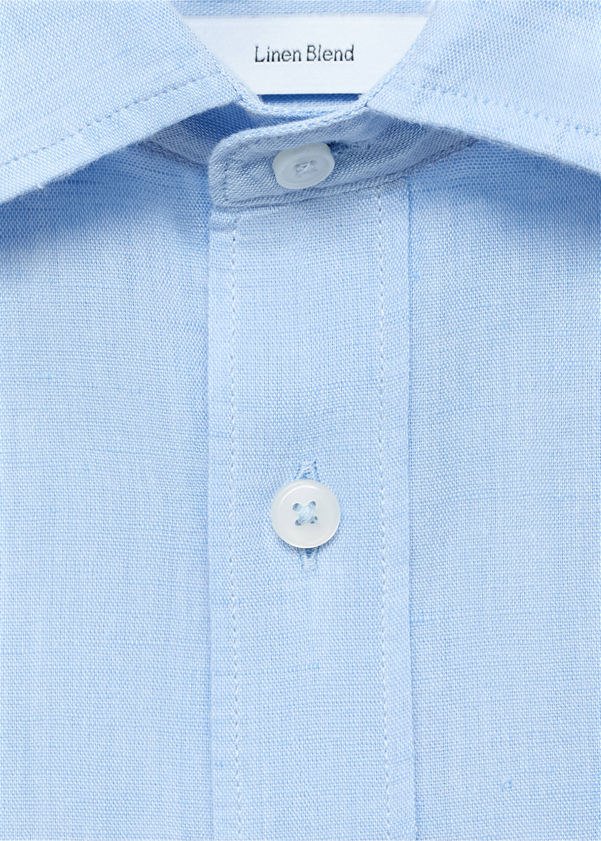 Pocket linen shirt - Details of the article 8, Sky Blue. Ref: 17091247-00.