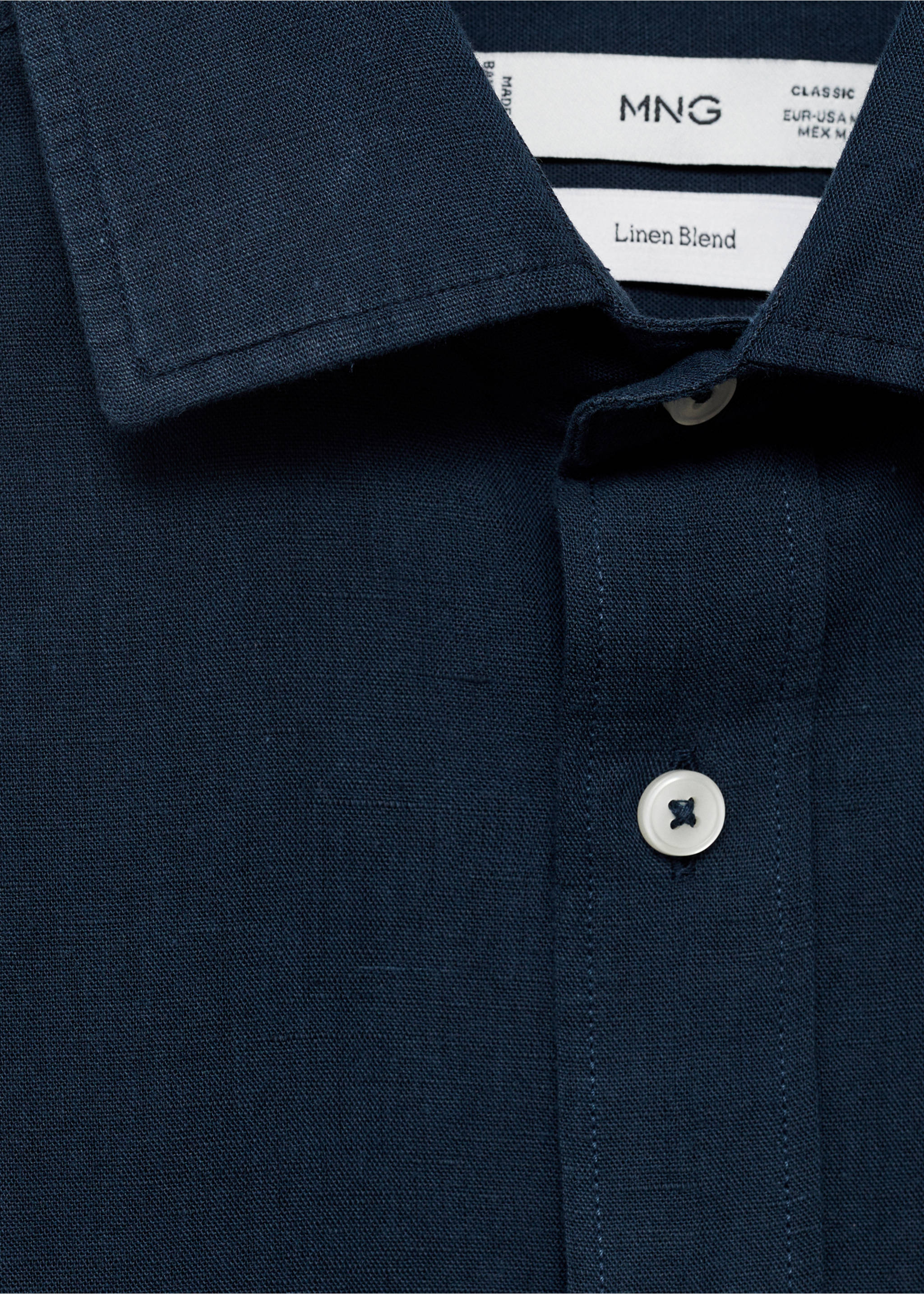 Pocket linen shirt - Details of the article 8, Dark Navy. Ref: 17091247-00.