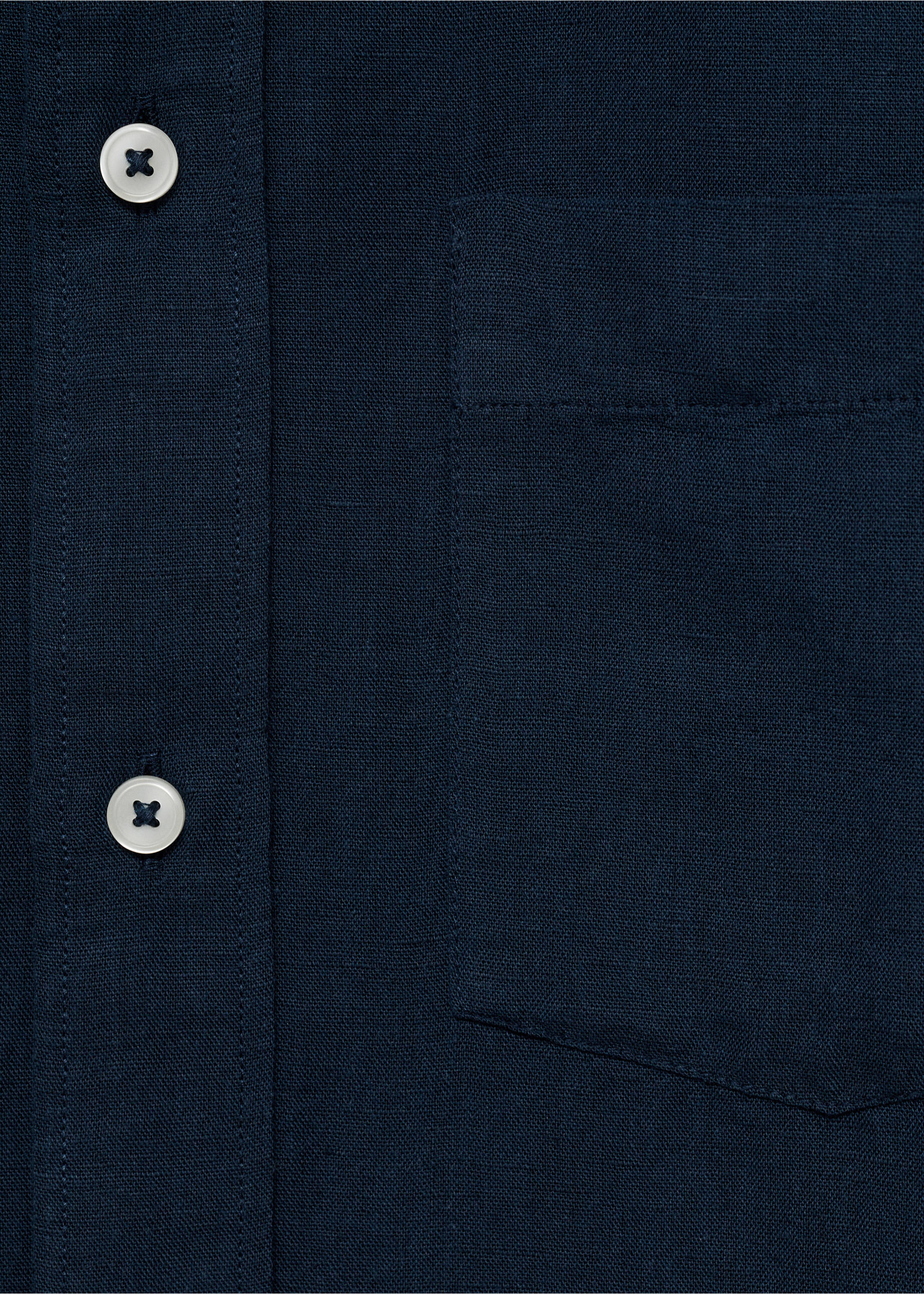 Pocket linen shirt - Details of the article 0, Dark Navy. Ref: 17091247-00.