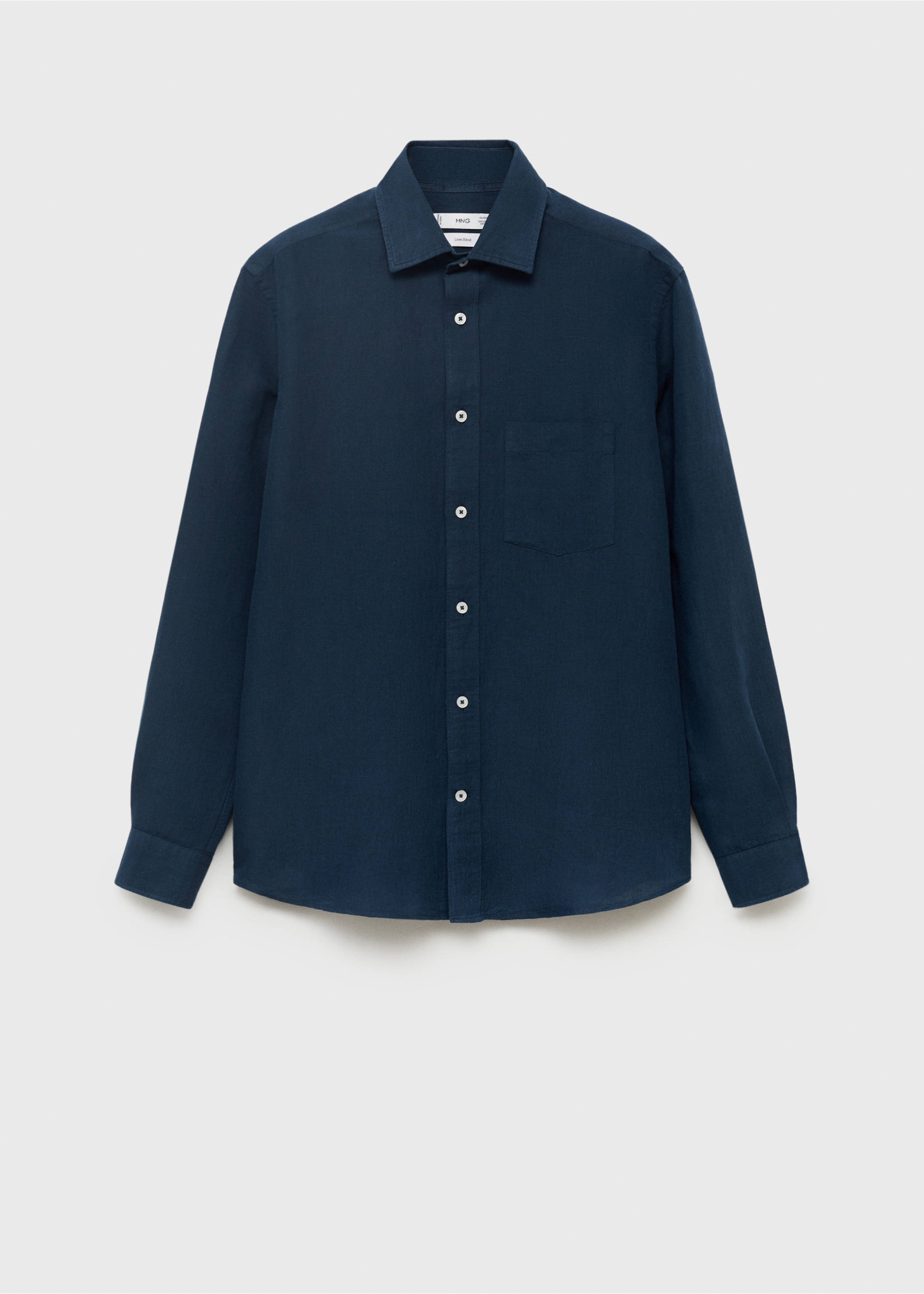 Pocket linen shirt - Article without model, Dark Navy. Ref: 17091247-00.