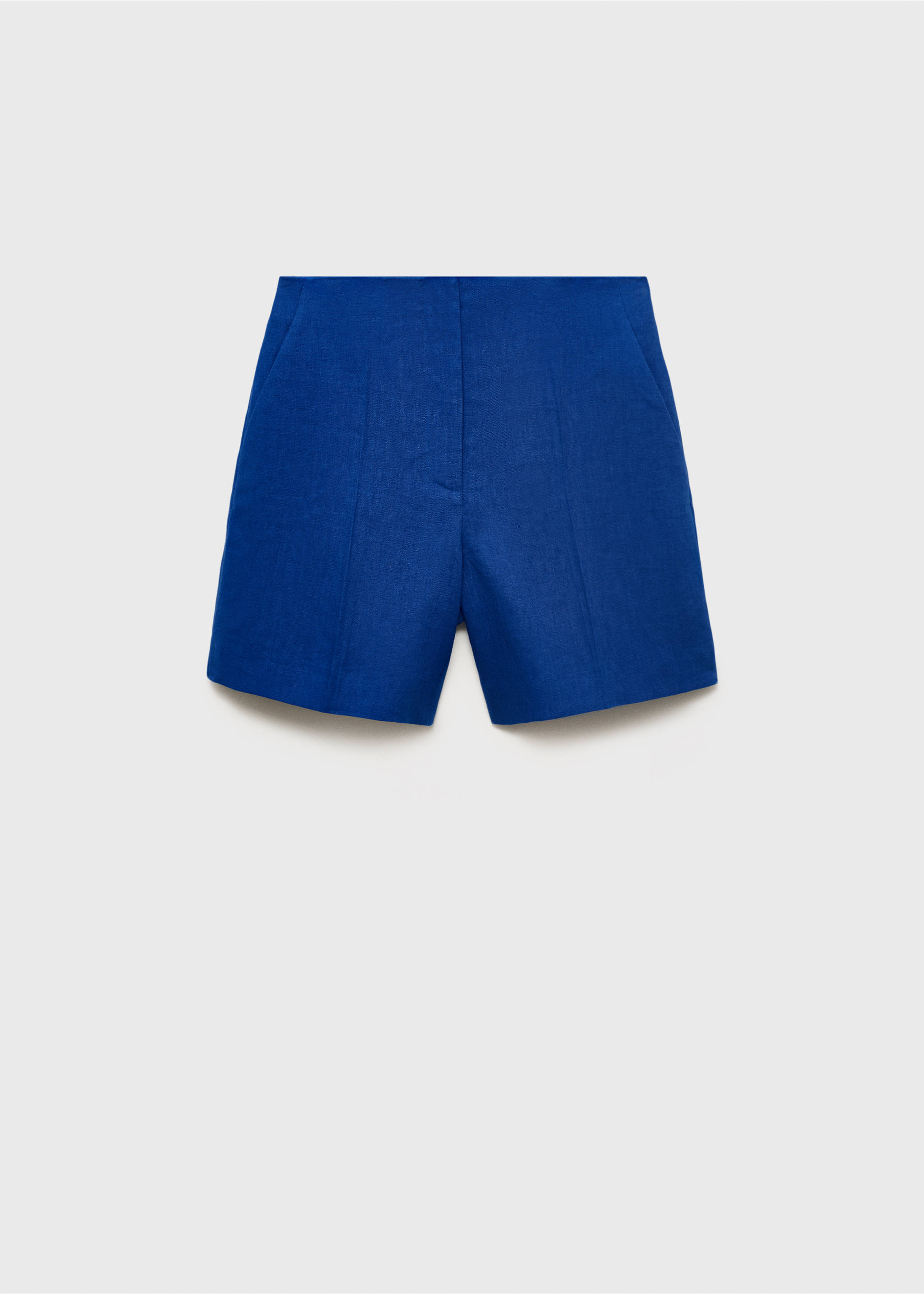 Linen straight-fit mid-rise shorts - Article without model, Indigo Blue. Ref: 17091248-00.