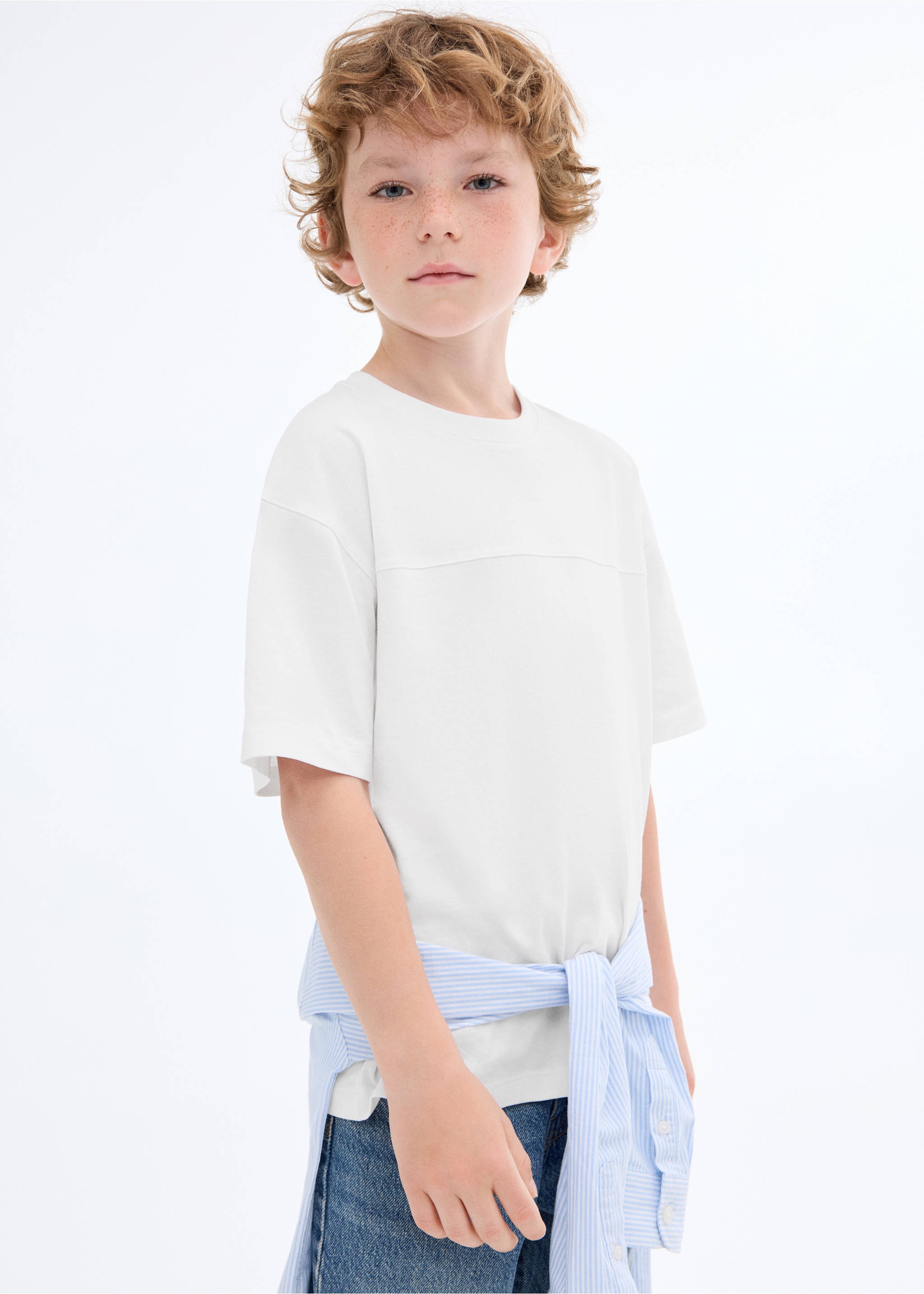 Camiseta detalle costura - Plano medio, Blanco. Ref: 17091253-00.