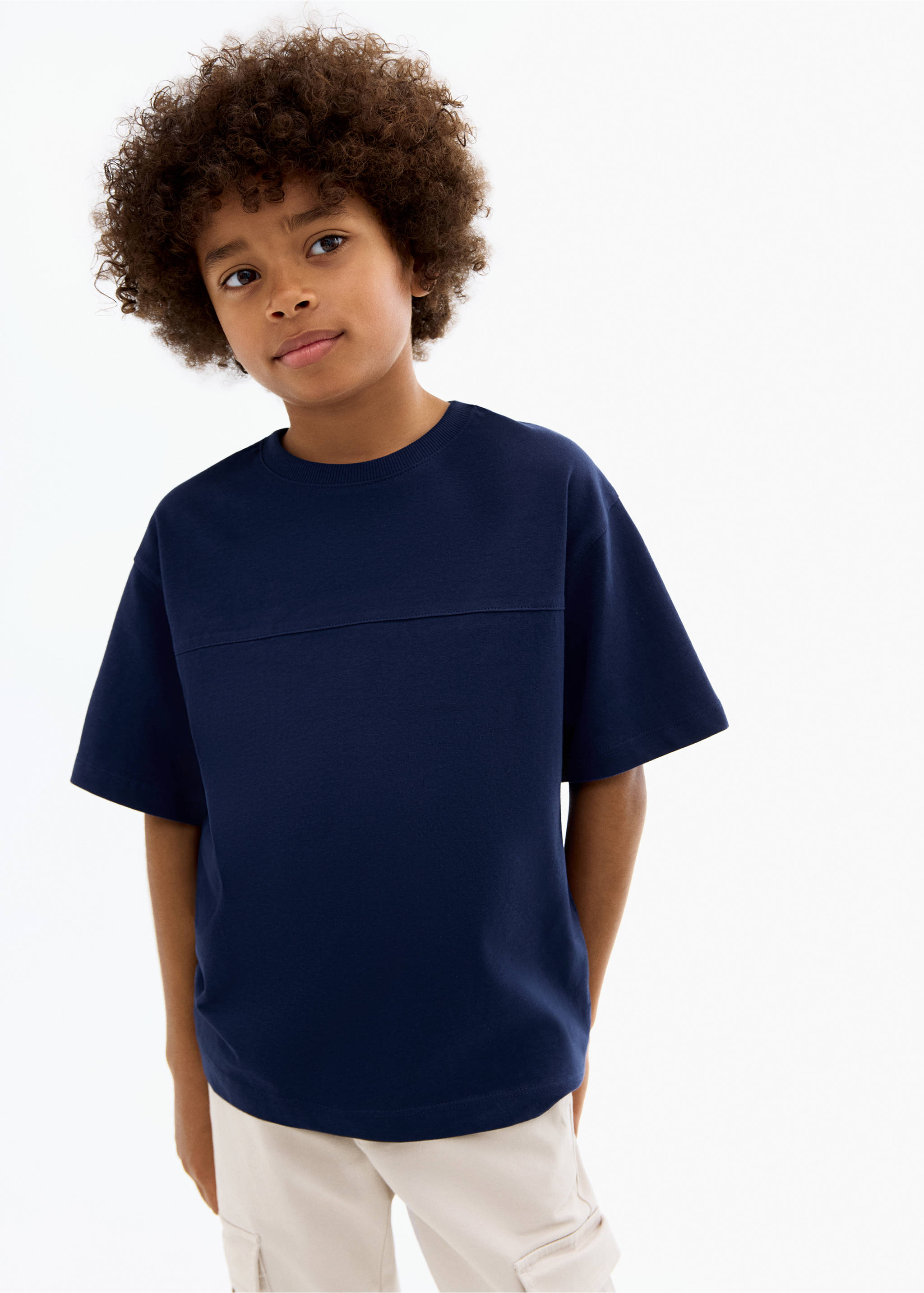 Camiseta detalle costura - Plano medio, Azul marino. Ref: 17091253-00.