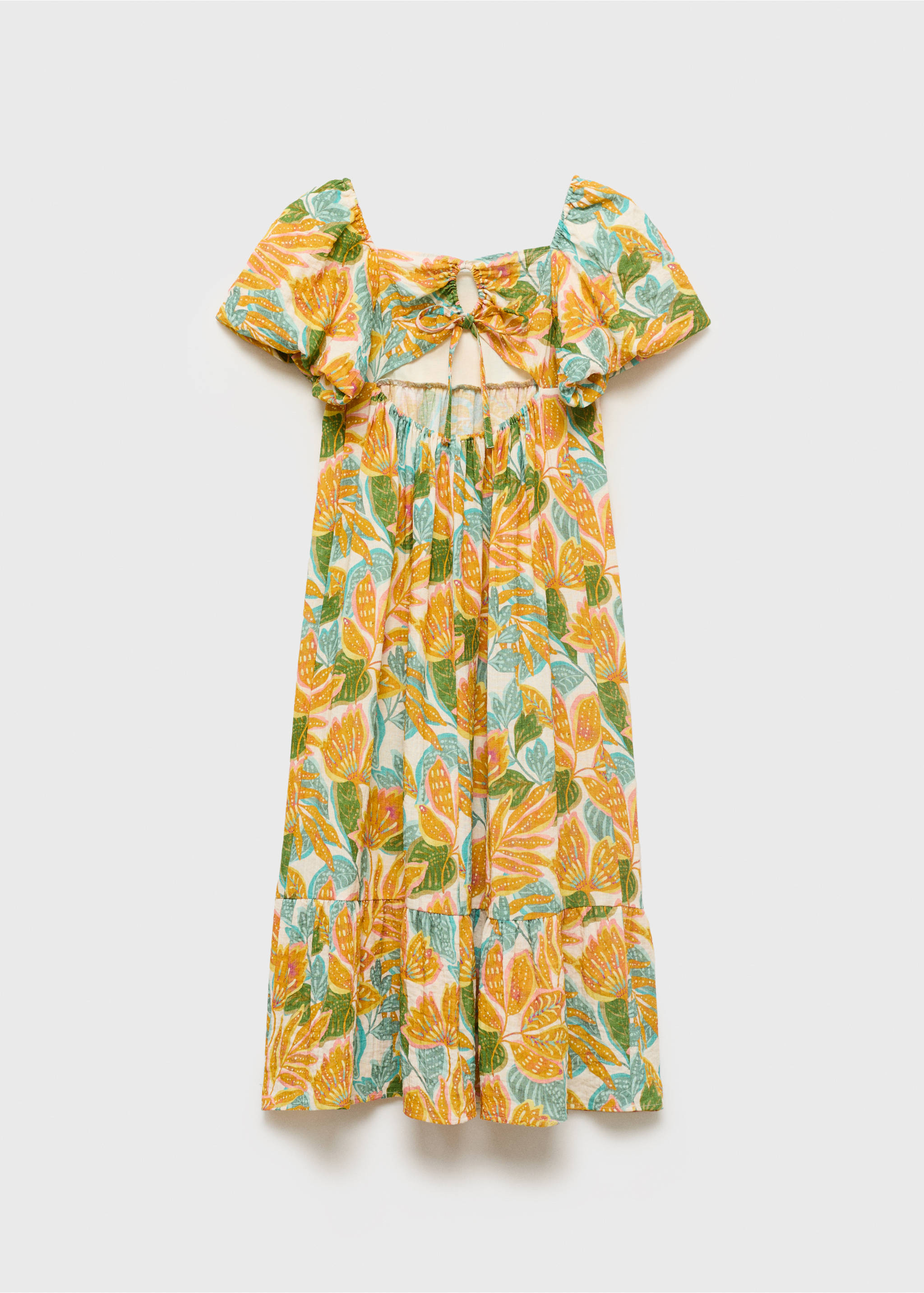 Vestit estampat tropical - Revers de l'article, Mostassa. Ref: 17091254-00.
