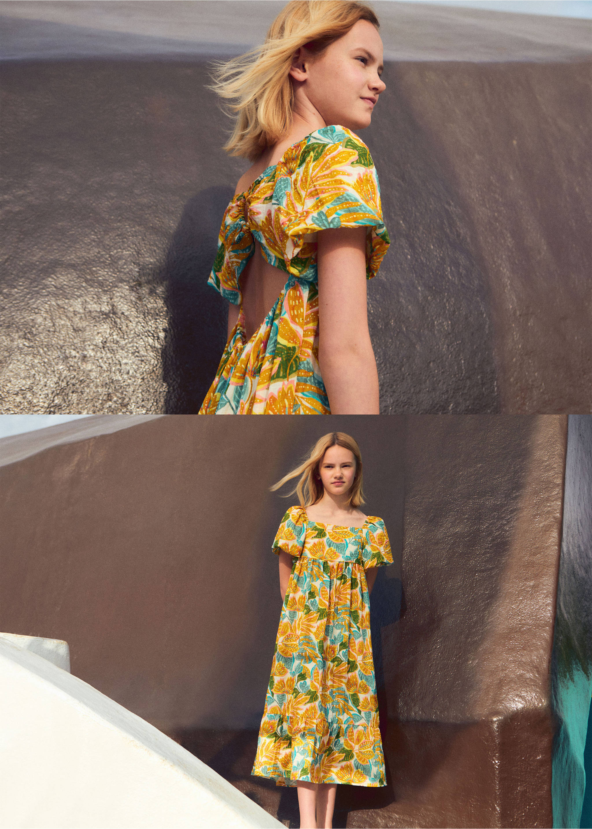 Vestit estampat tropical - Detall de l'article 5, Mostassa. Ref: 17091254-00.