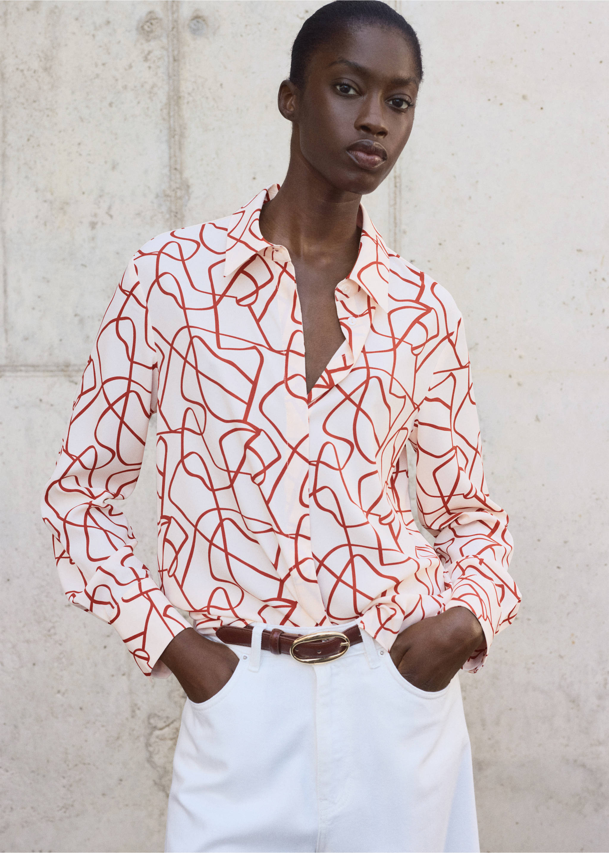 Shirt with abstract print - Medium plane, Russet. Ref: 17091255-00.