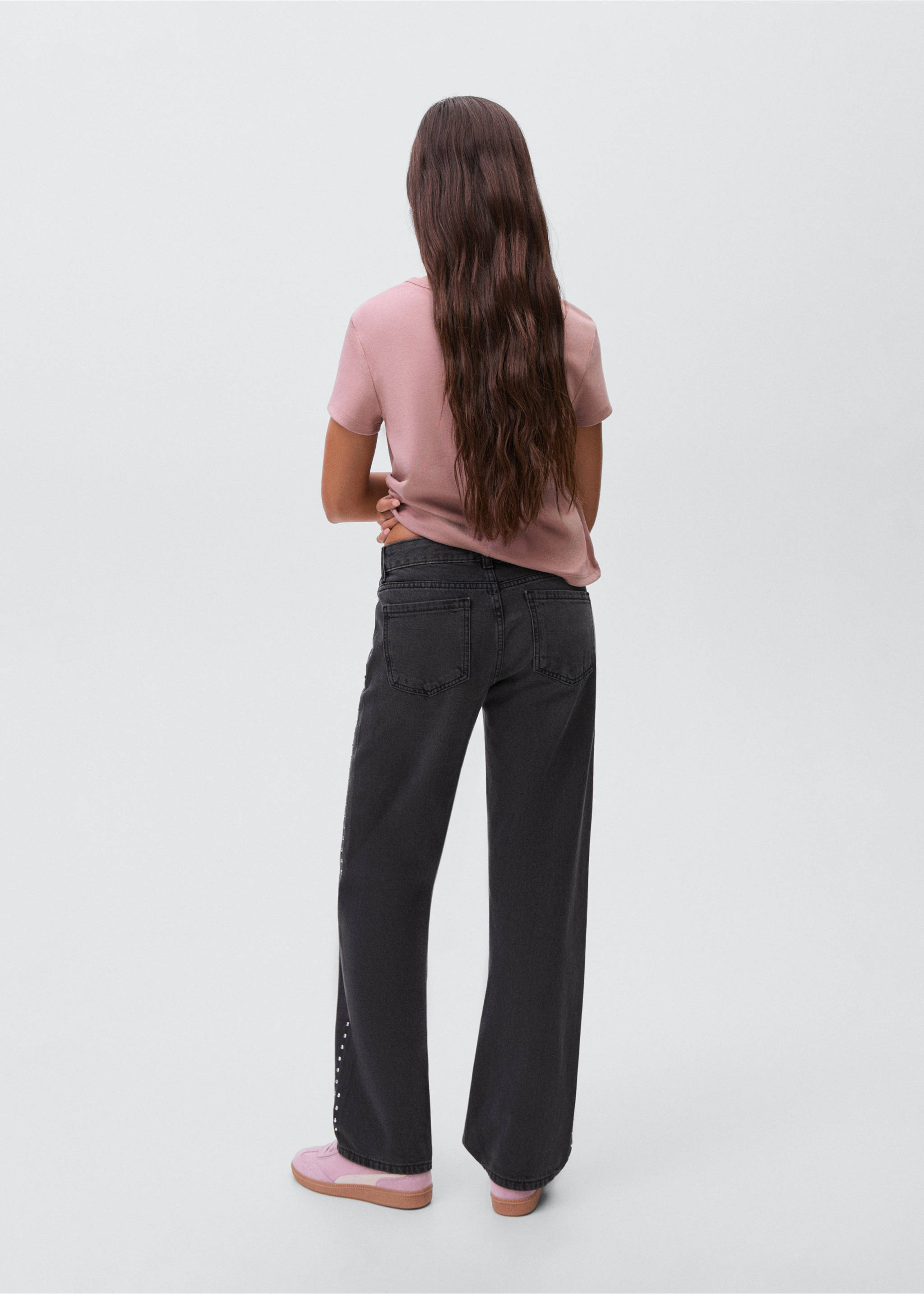 Jeans straight Nieten - Rückseite des Artikels, Black denim. Ref: 17091256-00.