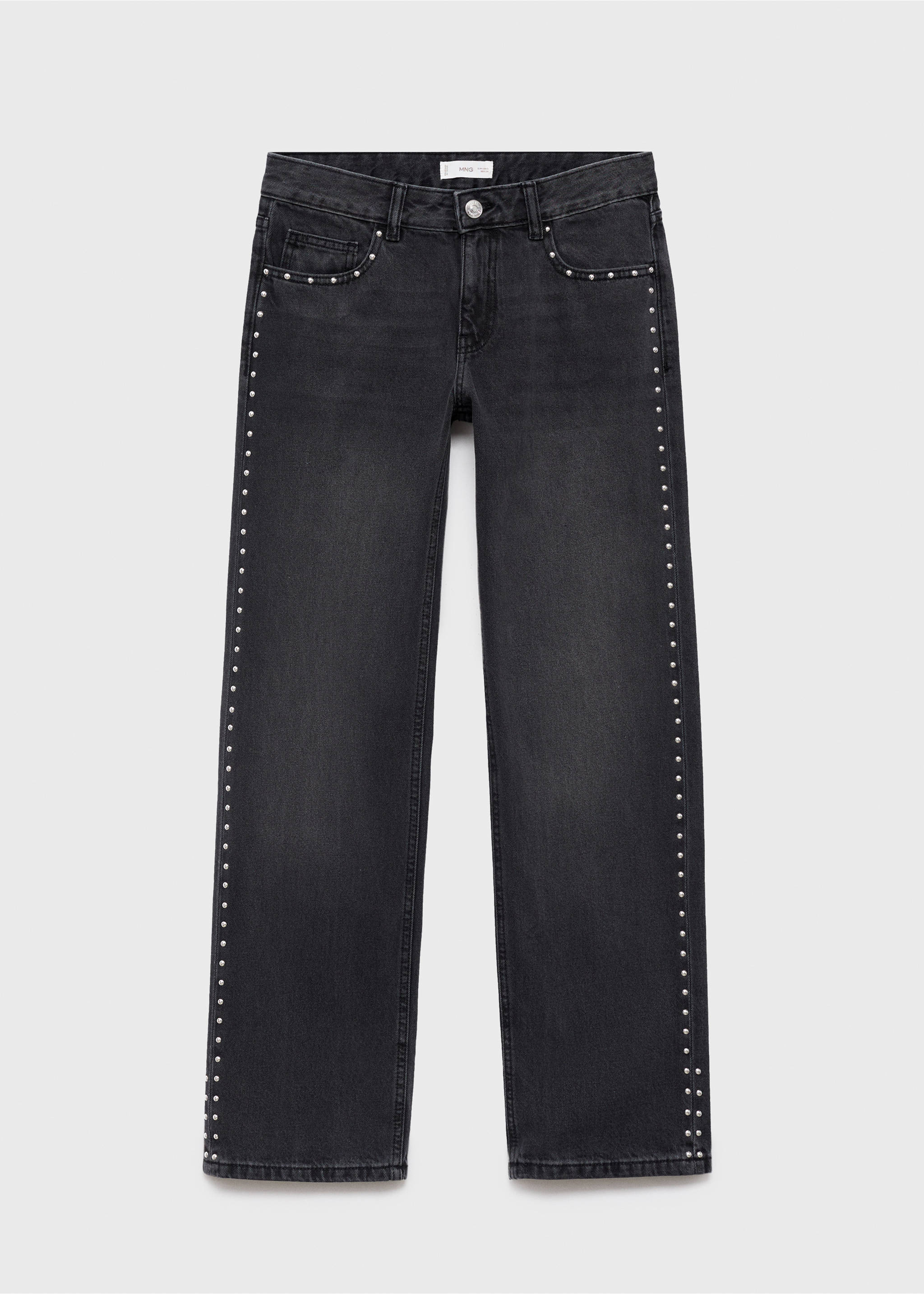 Jeans straight Nieten - Artikel ohne Model, Black denim. Ref: 17091256-00.