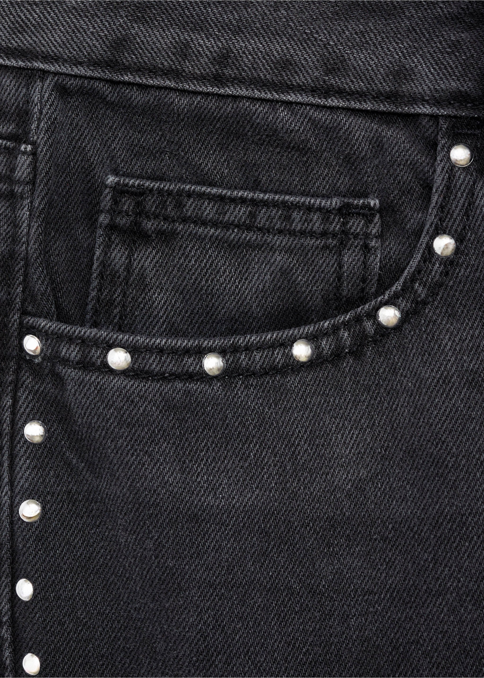 Jeans straight Nieten - Detail des Artikels 8, Black denim. Ref: 17091256-00.