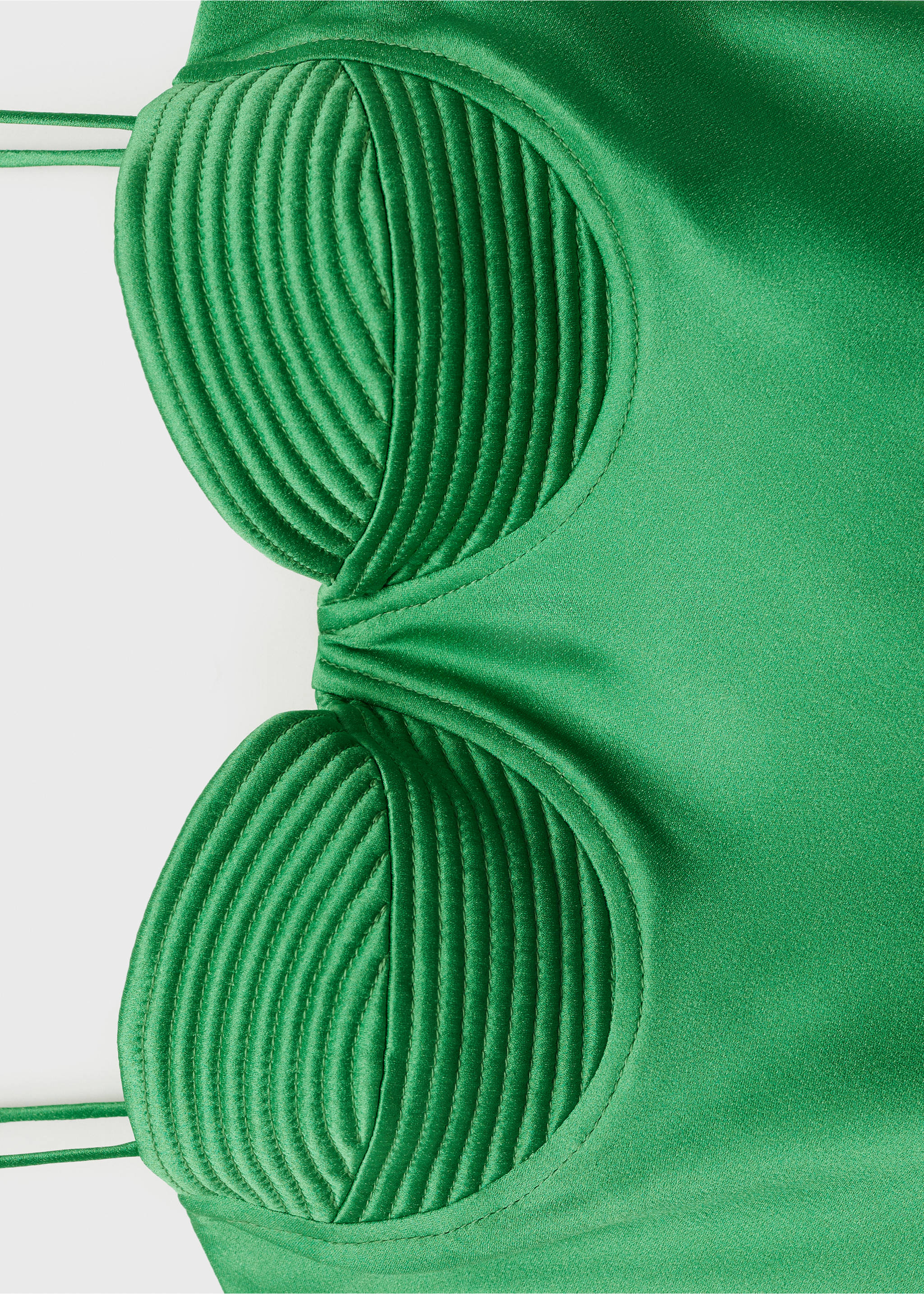 Satin-effect dress with corset neckline - Details of the article 8, Green. Ref: 17091258-00.