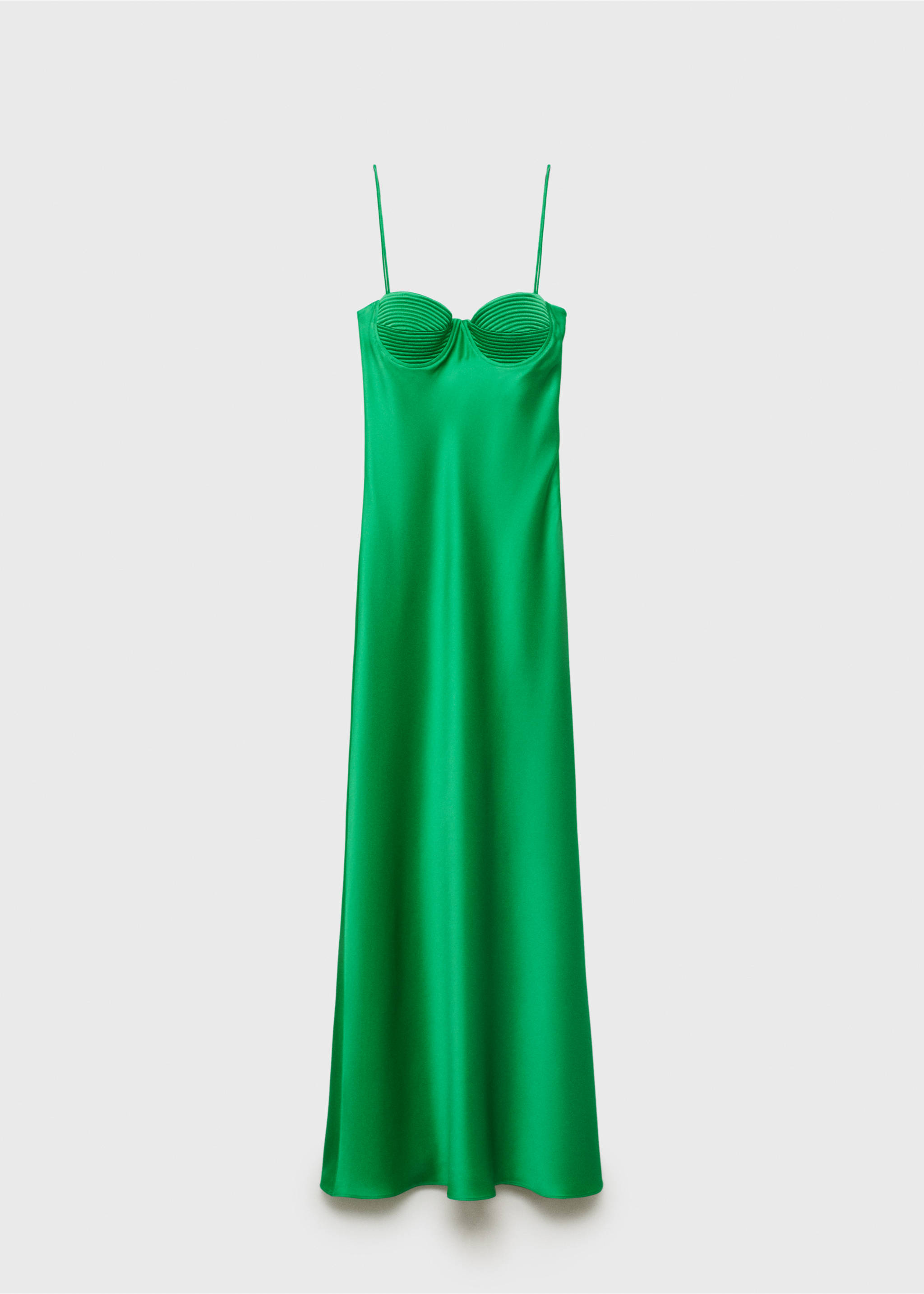 Satin-effect dress with corset neckline - Article without model, Green. Ref: 17091258-00.