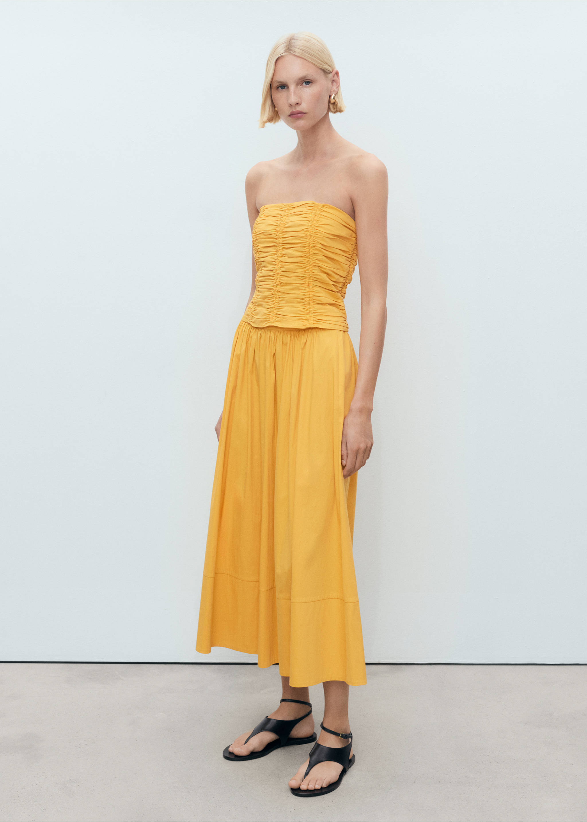 Ruched strapless top - General plane, Mustard. Ref: 17091259-00.