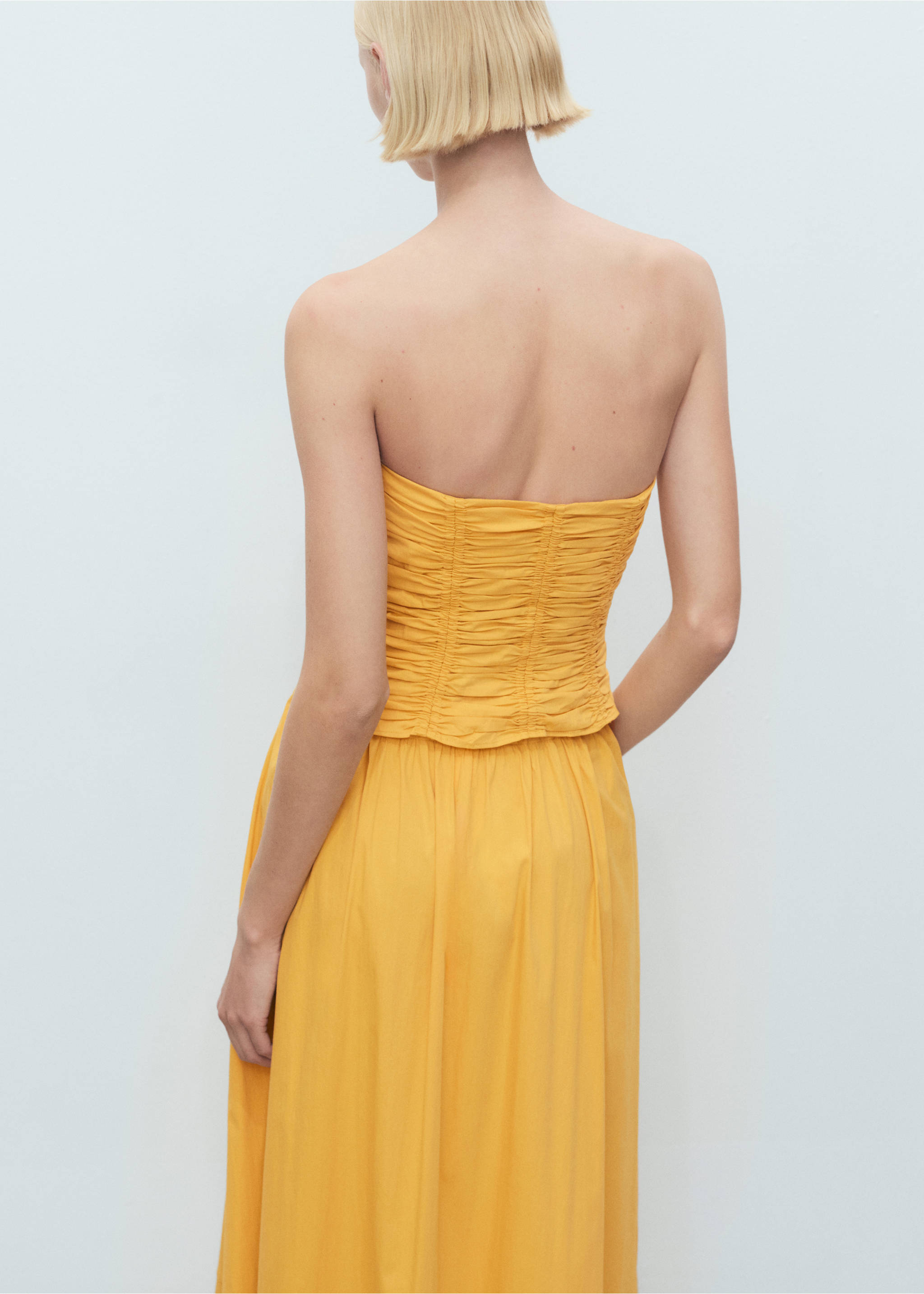 Ruched strapless top - Reverse of the article, Mustard. Ref: 17091259-00.
