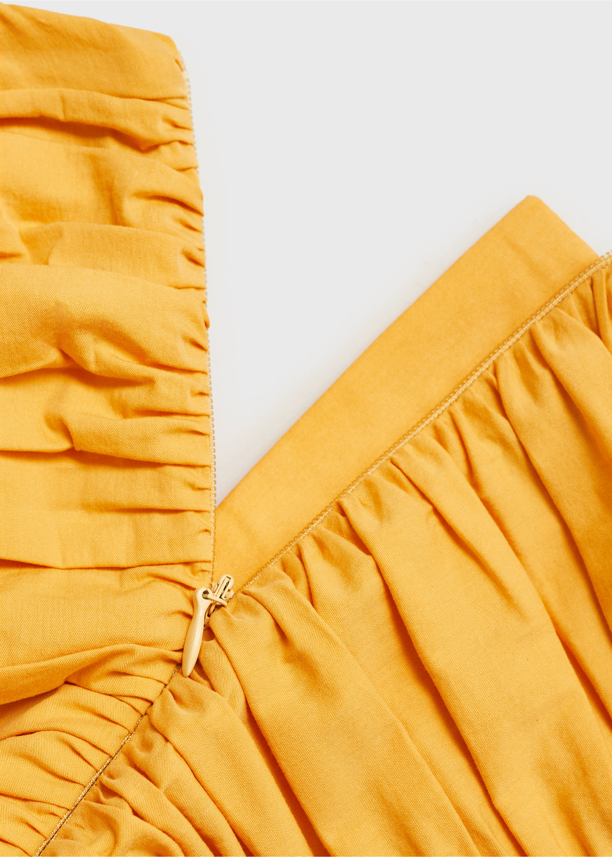 Ruched strapless top - Details of the article 8, Mustard. Ref: 17091259-00.